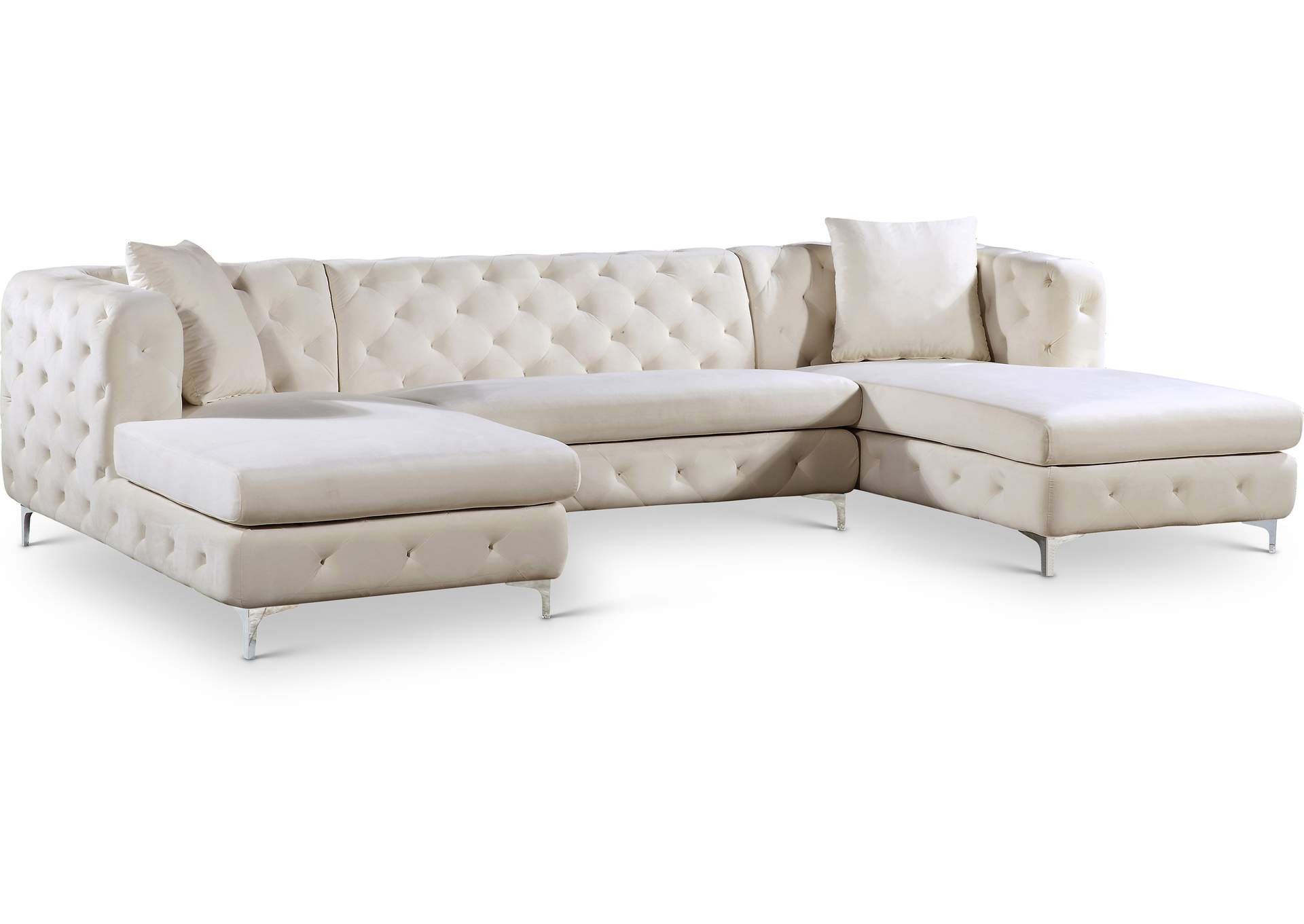 Gail Cream Velvet 3 Piece Sectional,Meridian Furniture