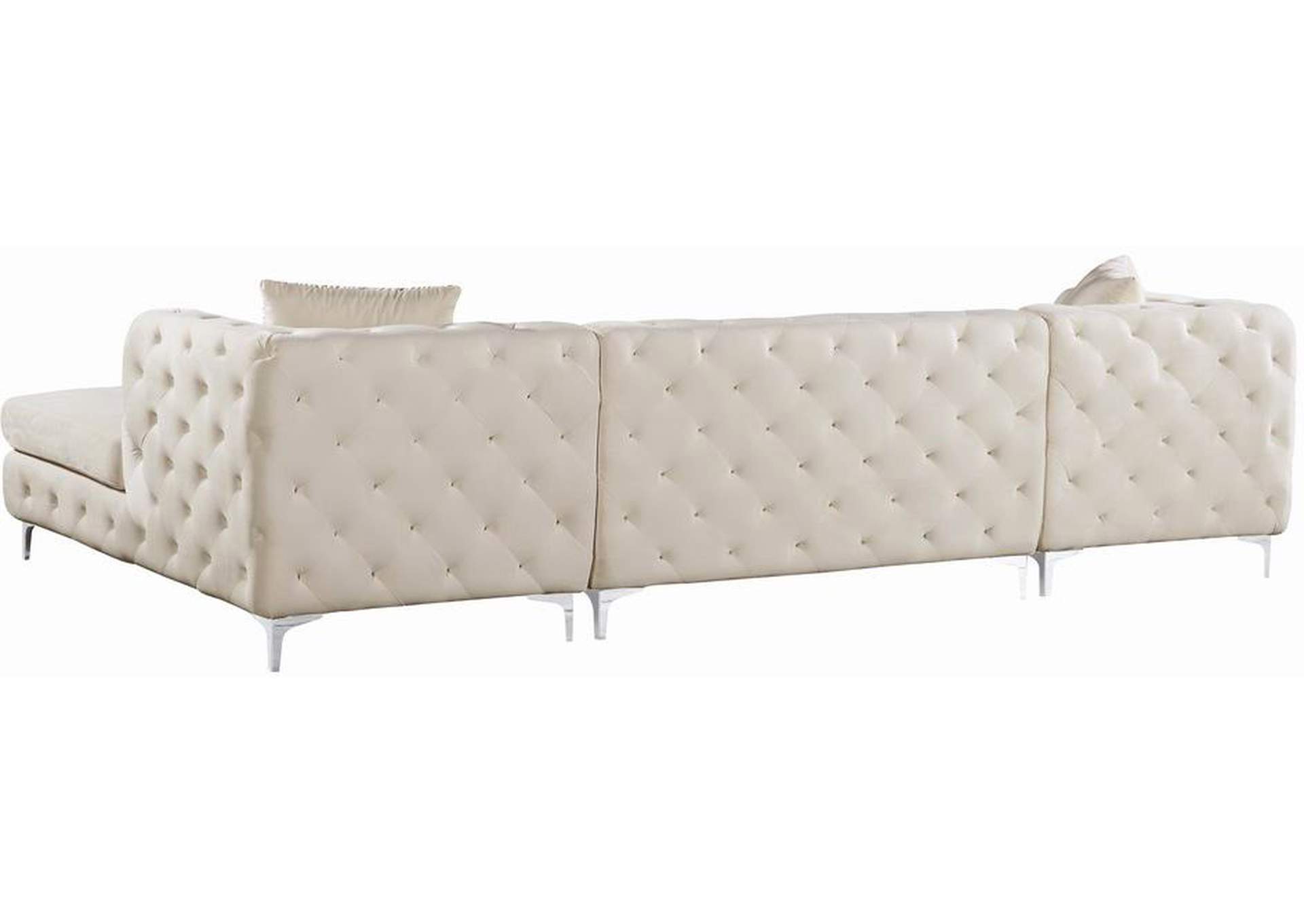 Gail Cream Velvet 3 Piece Sectional,Meridian Furniture