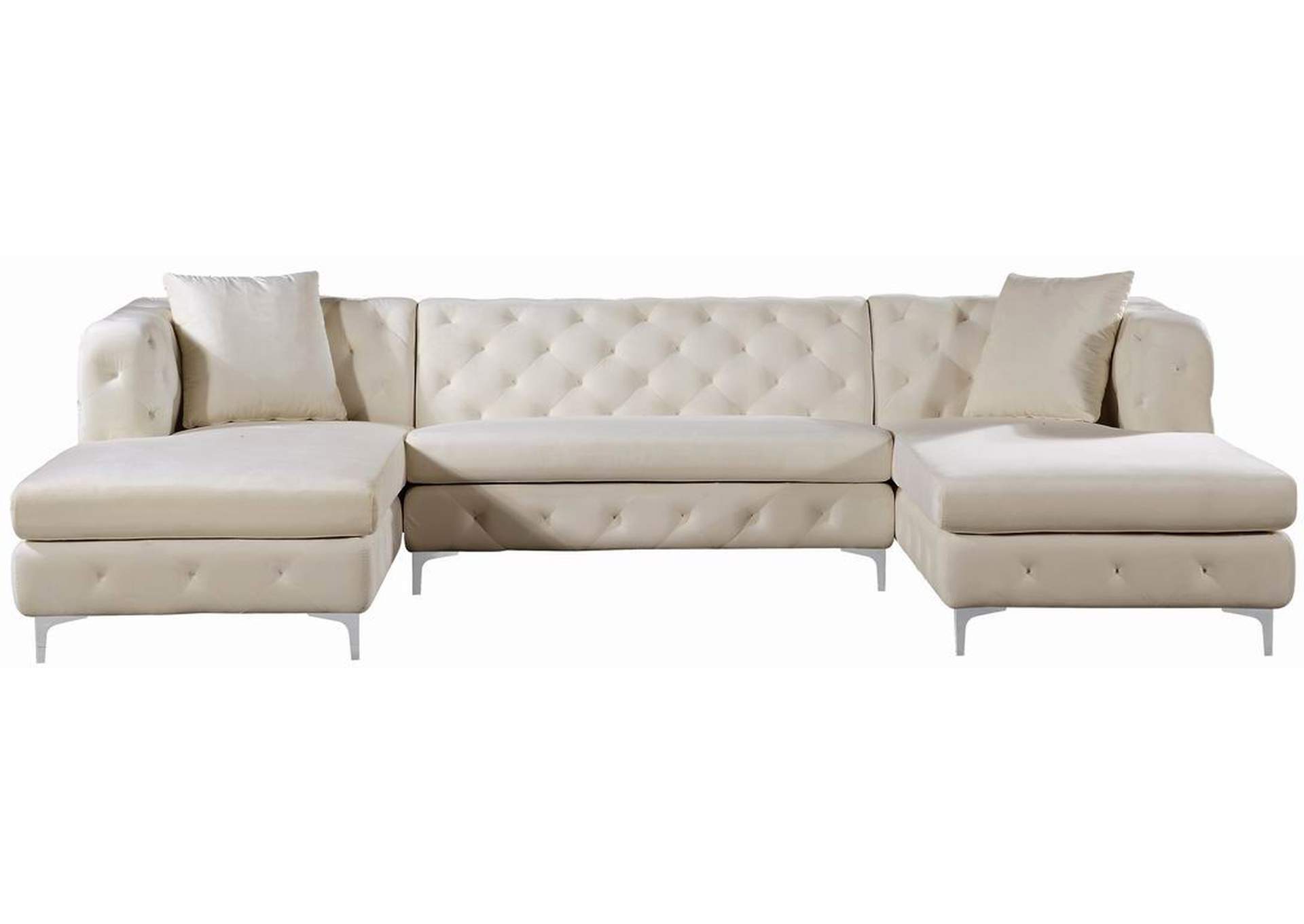 Gail Cream Velvet 3 Piece Sectional,Meridian Furniture