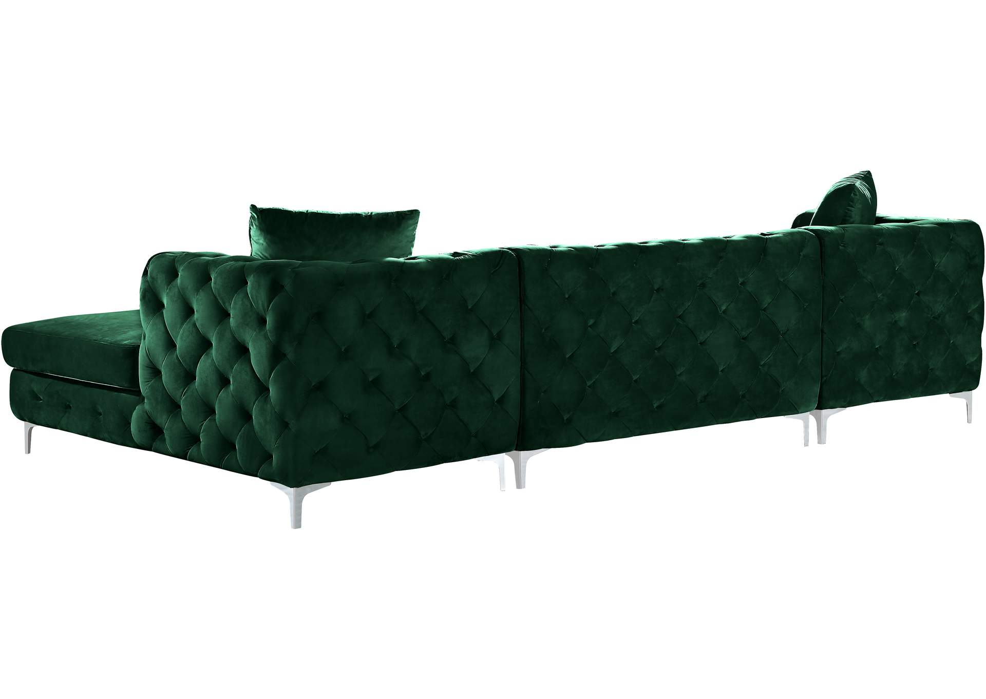 Gail Green Velvet 3 Piece Sectional,Meridian Furniture