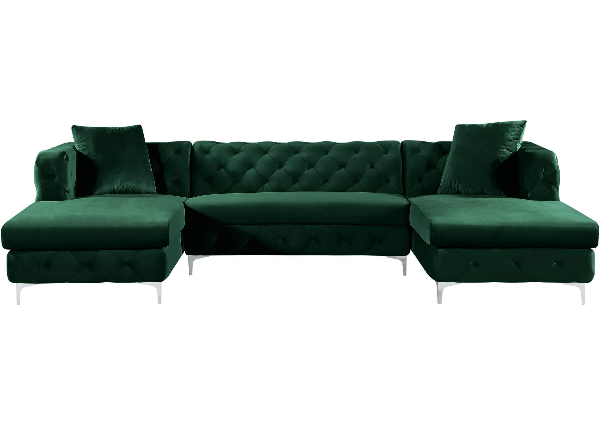 Gail Green Velvet 3 Piece Sectional,Meridian Furniture