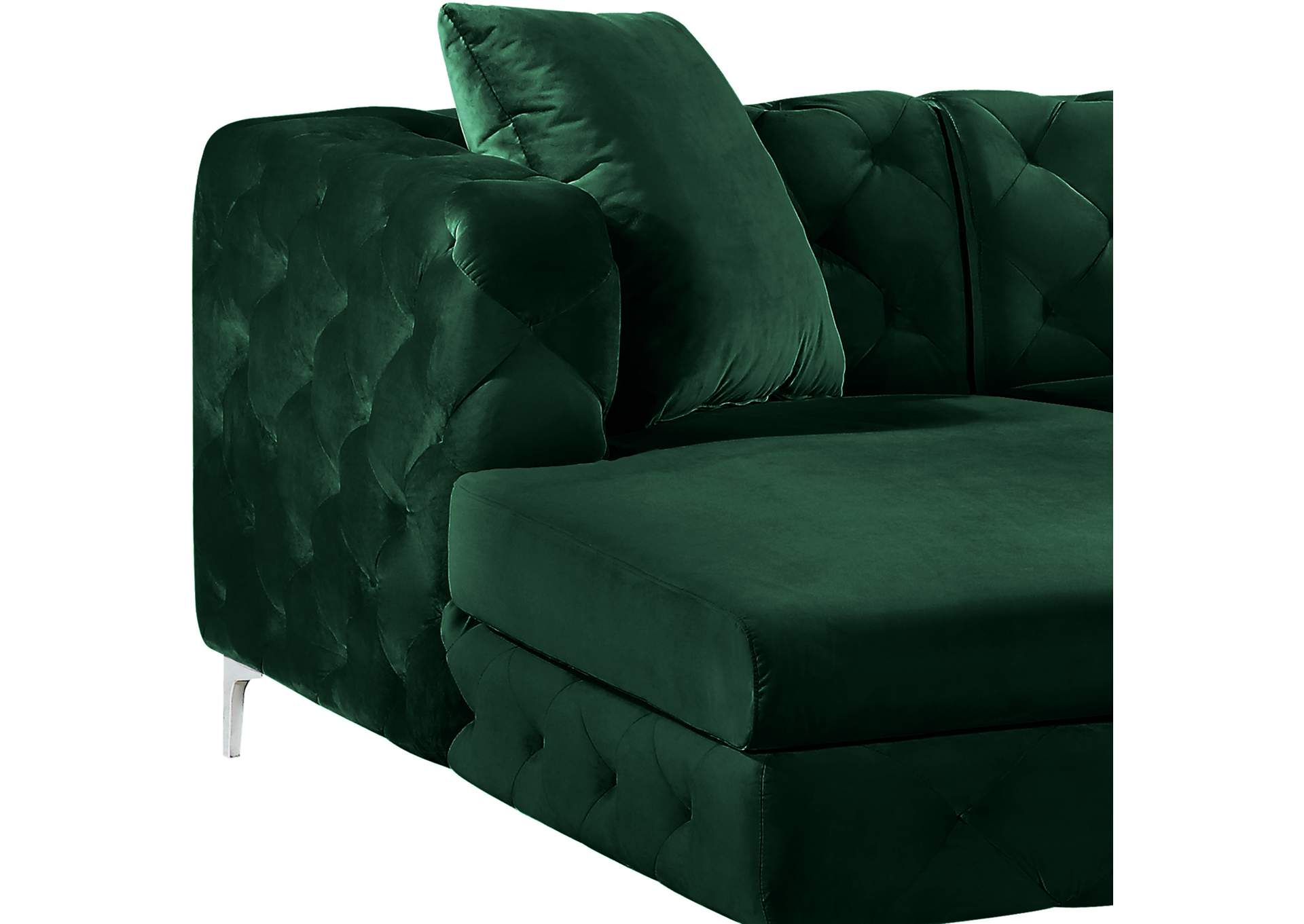 Gail Green Velvet 3 Piece Sectional,Meridian Furniture