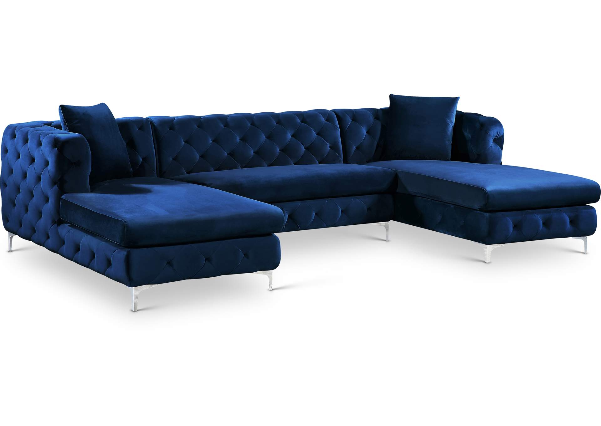 Gail Navy Velvet 3 Piece Sectional,Meridian Furniture