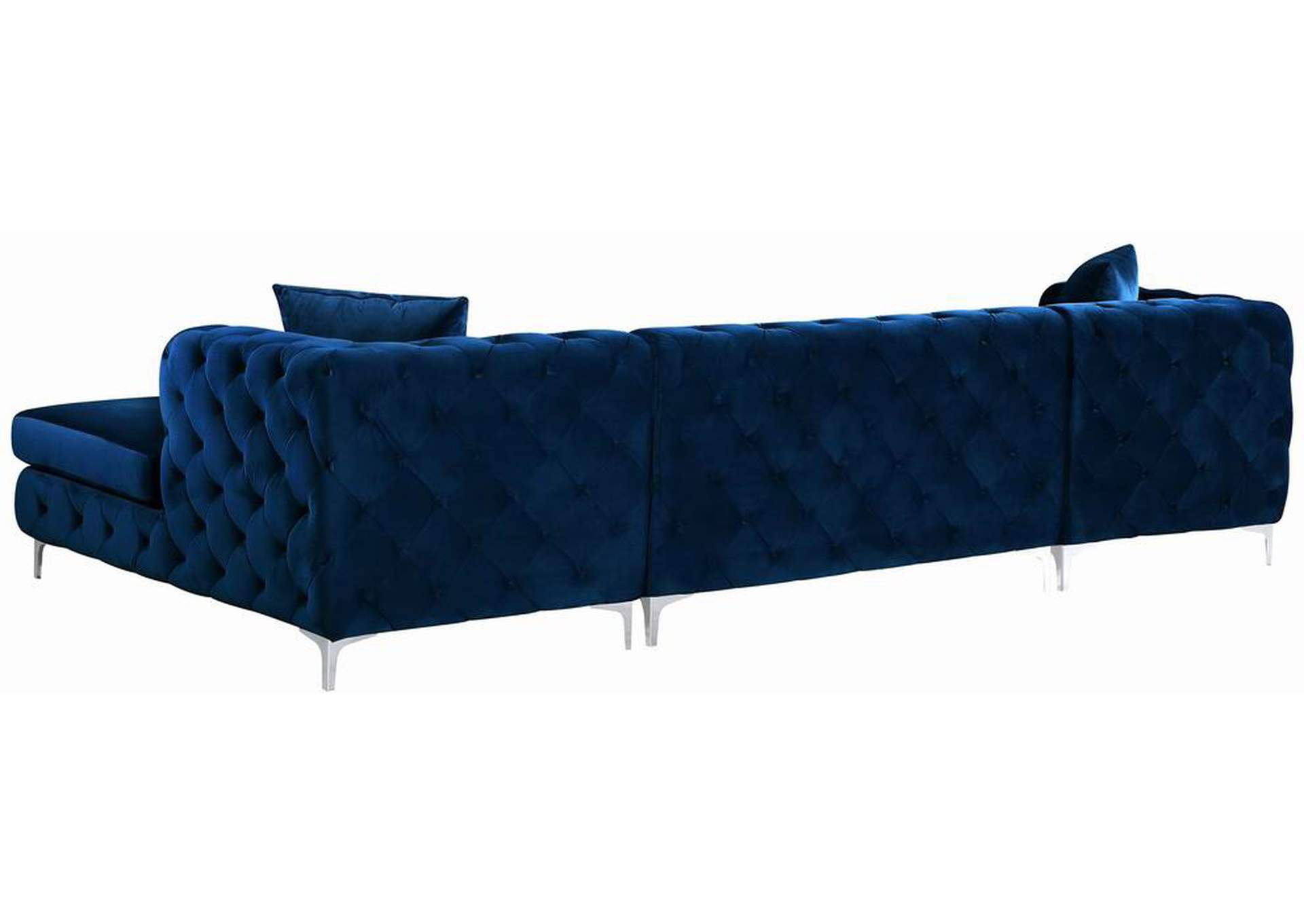 Gail Navy Velvet 3 Piece Sectional,Meridian Furniture