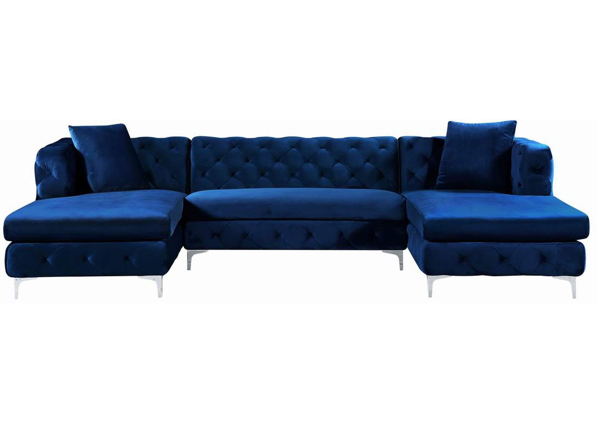 Gail Navy Velvet 3 Piece Sectional,Meridian Furniture