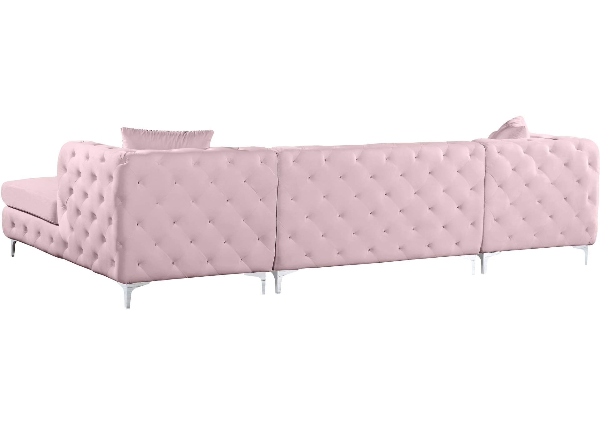 Gail Pink Velvet 3 Piece Sectional,Meridian Furniture