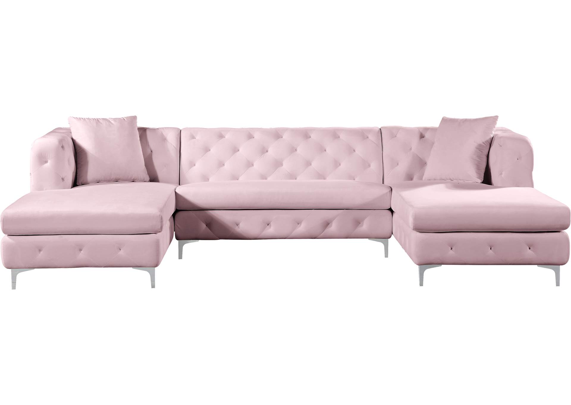 Gail Pink Velvet 3 Piece Sectional,Meridian Furniture