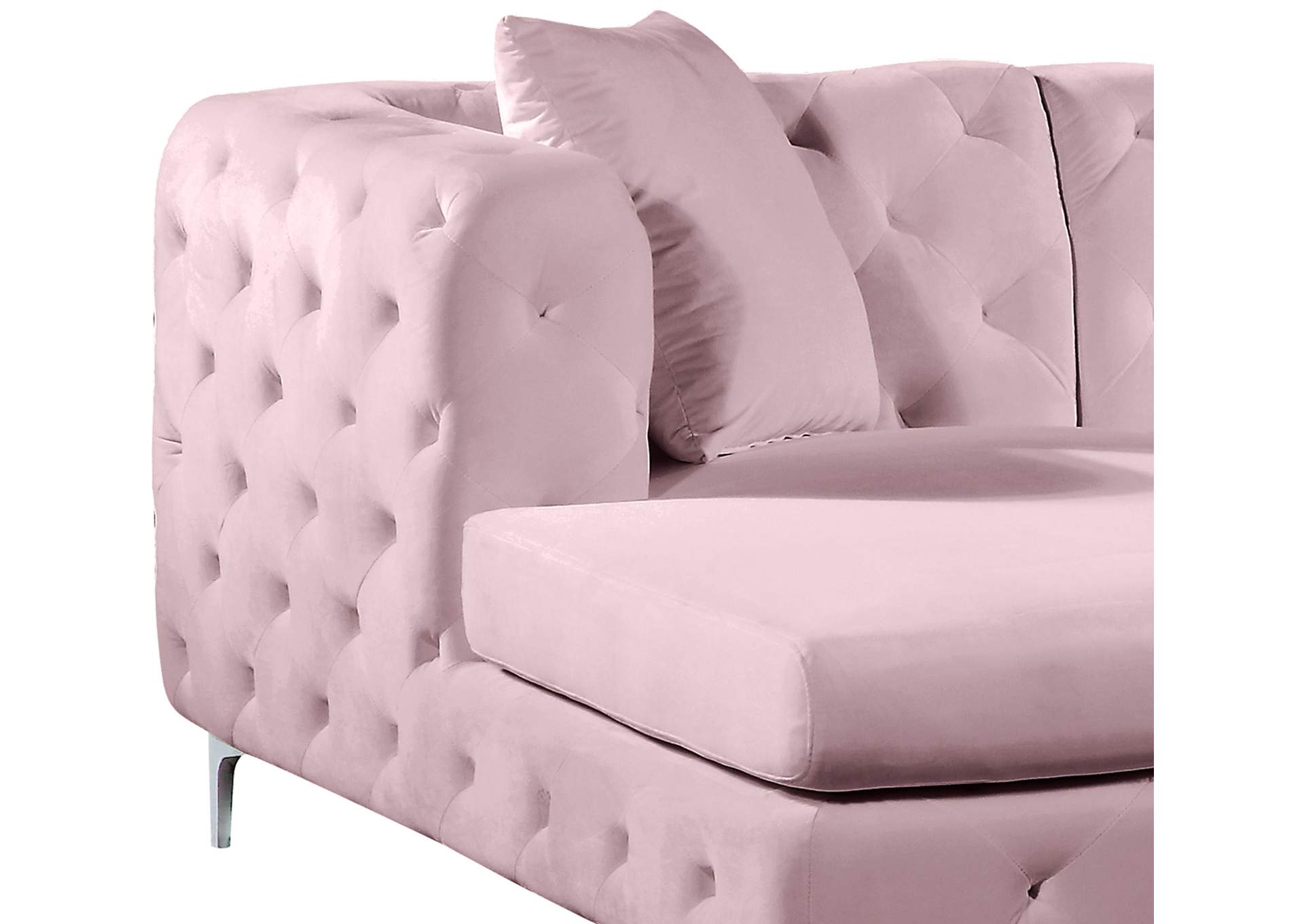 Gail Pink Velvet 3 Piece Sectional,Meridian Furniture