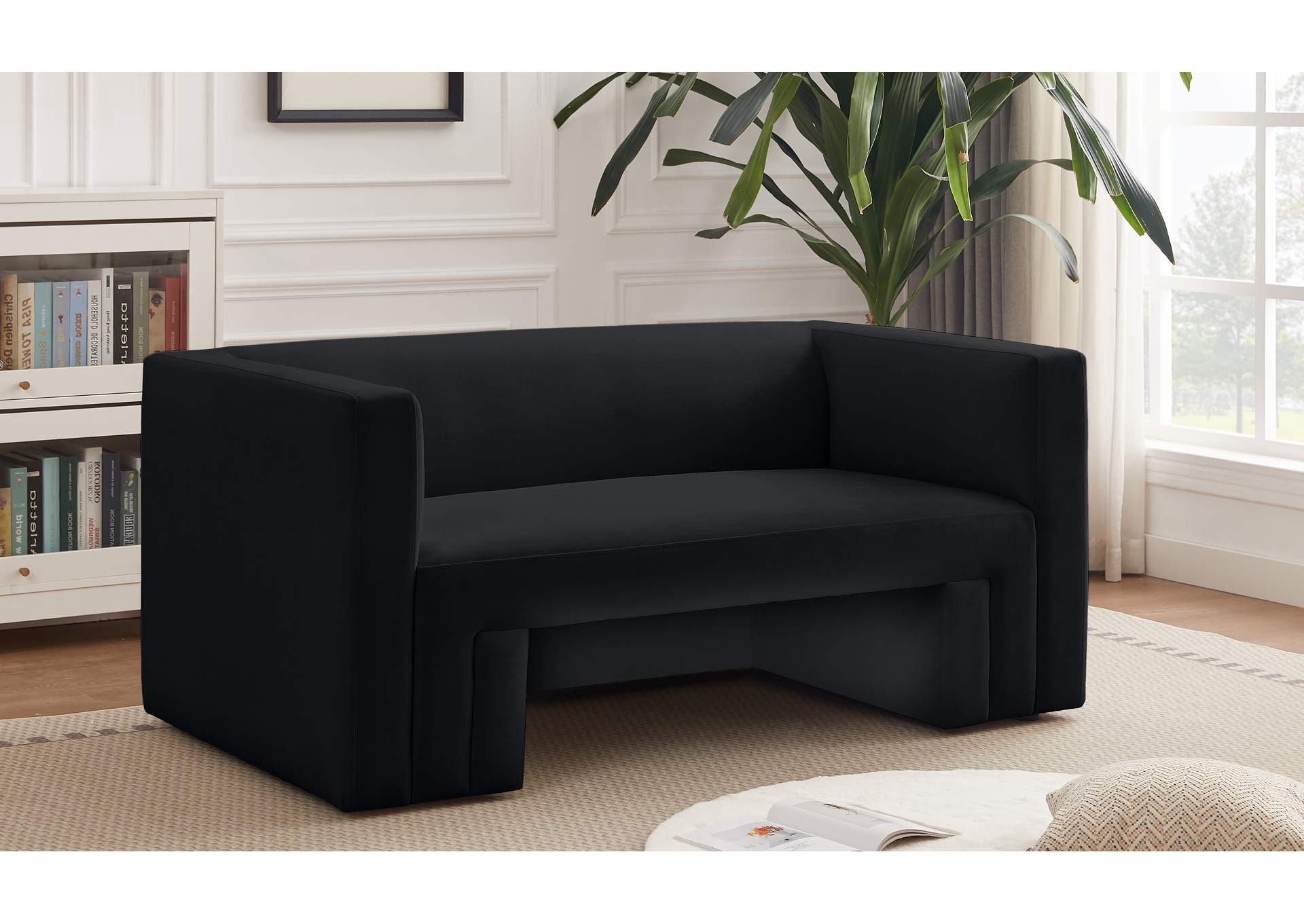 Henson Black Velvet Loveseat,Meridian Furniture