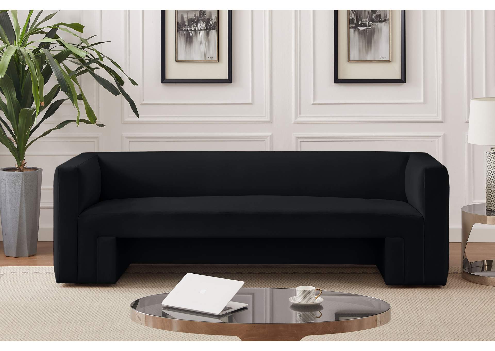 Henson Black Velvet Sofa,Meridian Furniture