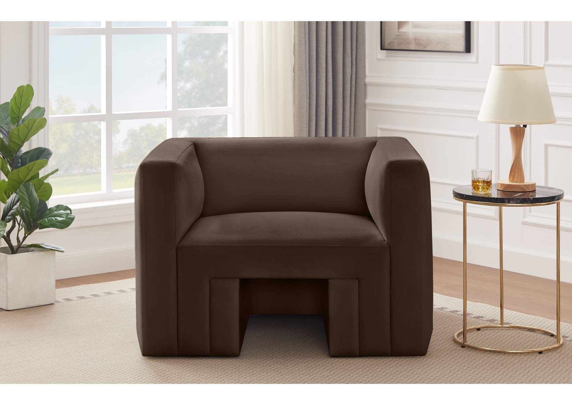Henson Brown Velvet Chair,Meridian Furniture