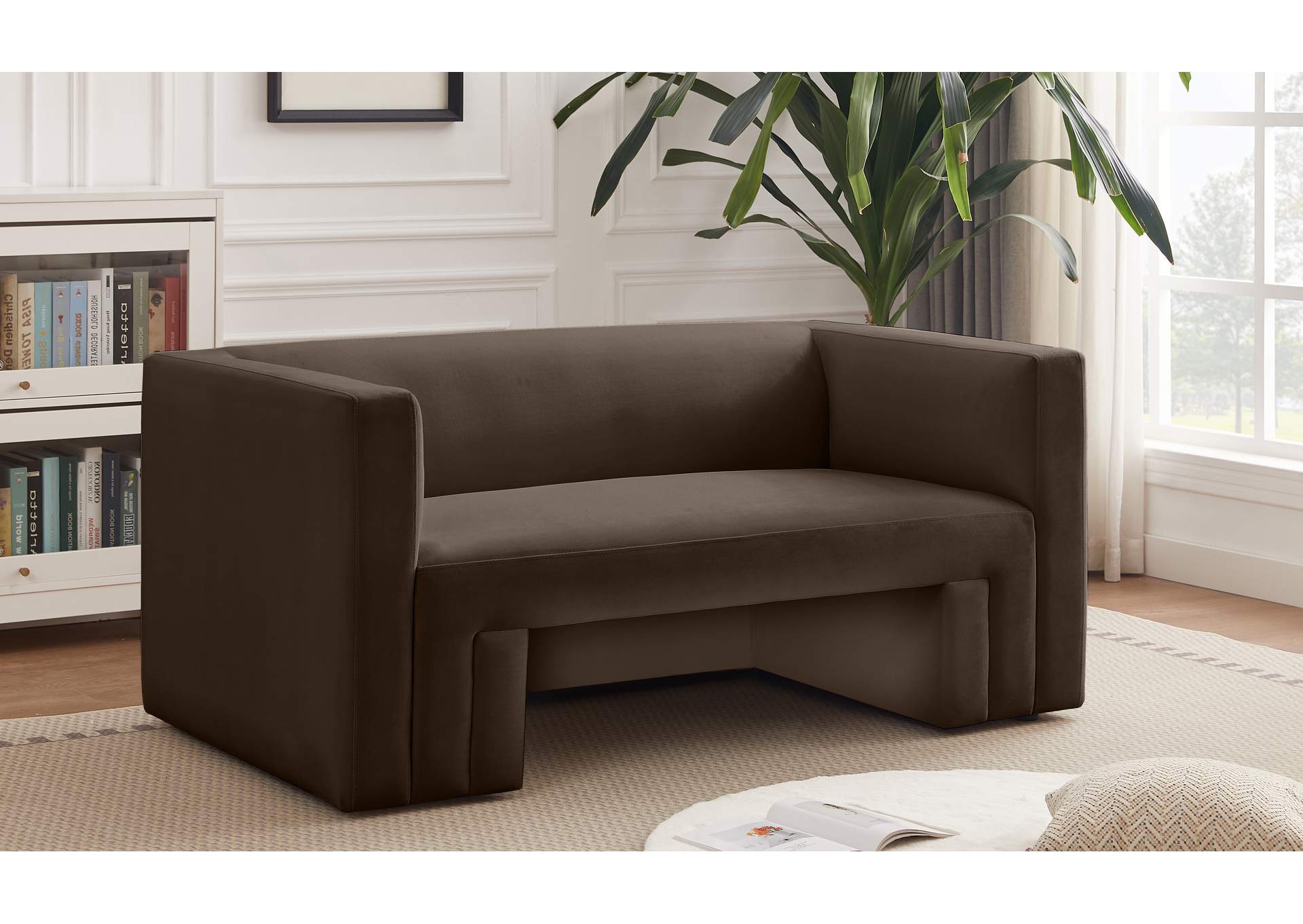 Henson Brown Velvet Loveseat,Meridian Furniture