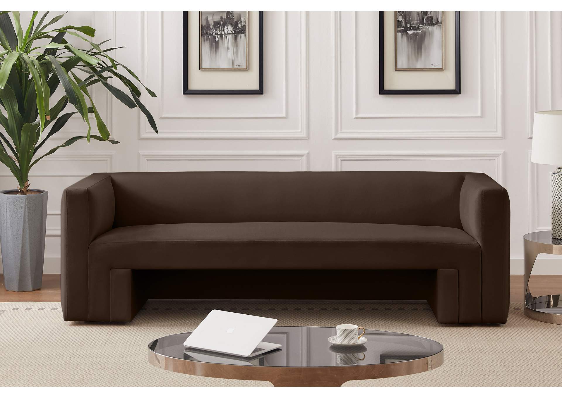 Henson Brown Velvet Sofa,Meridian Furniture
