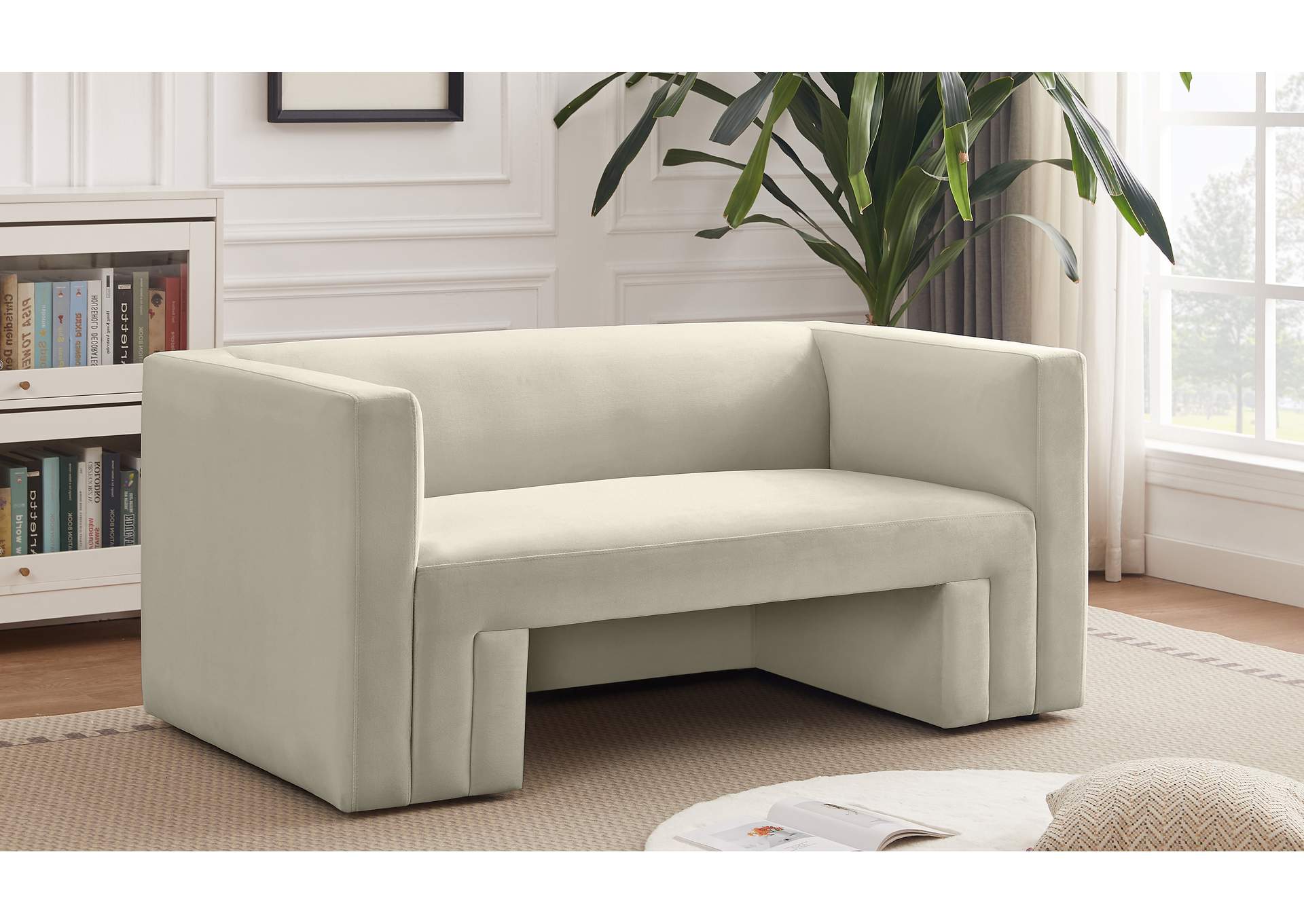 Henson Cream Velvet Loveseat,Meridian Furniture
