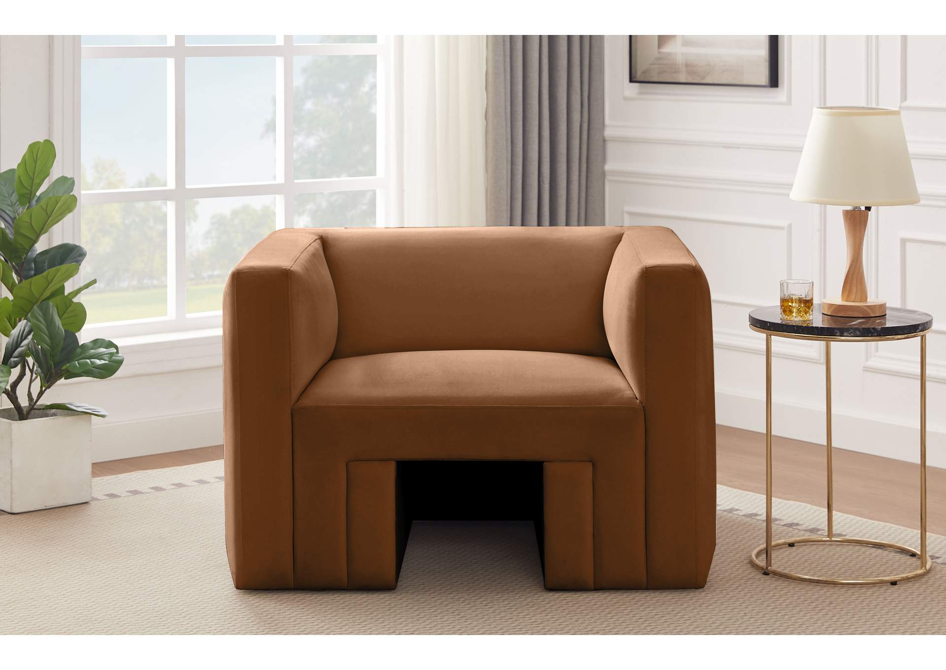 Henson Saddle Velvet Chair,Meridian Furniture
