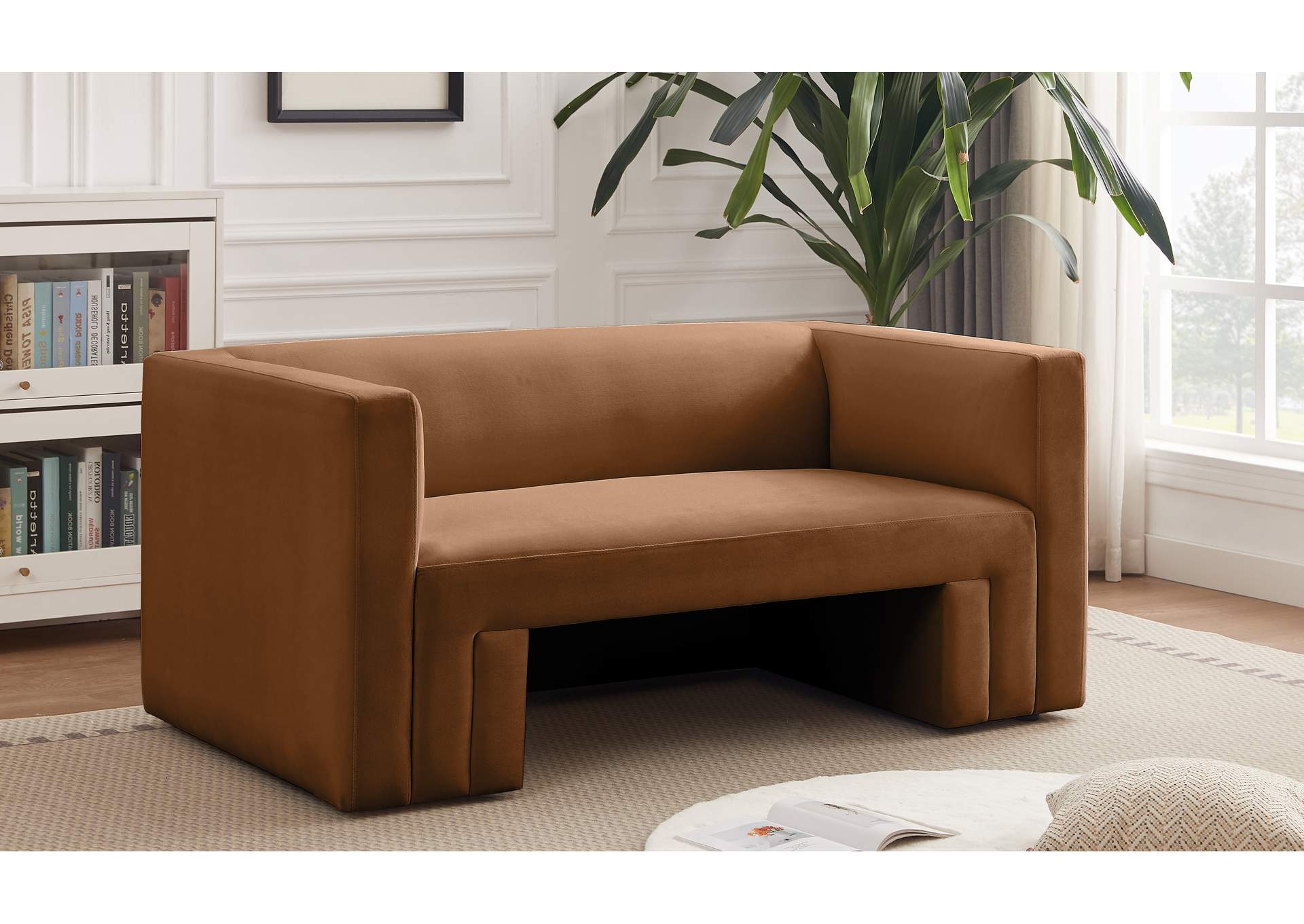 Henson Saddle Velvet Loveseat,Meridian Furniture