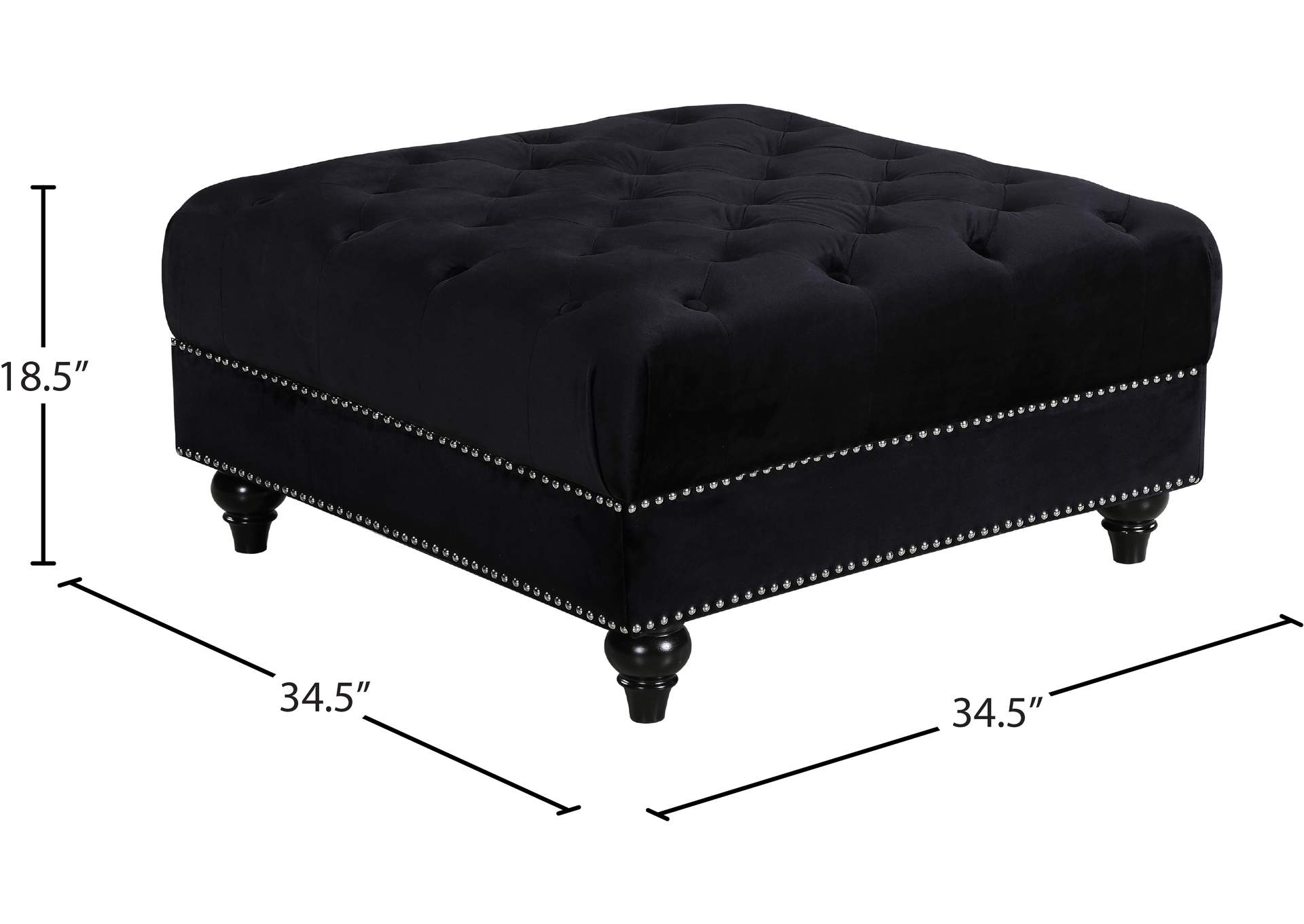 Sabrina Black Velvet Ottoman,Meridian Furniture