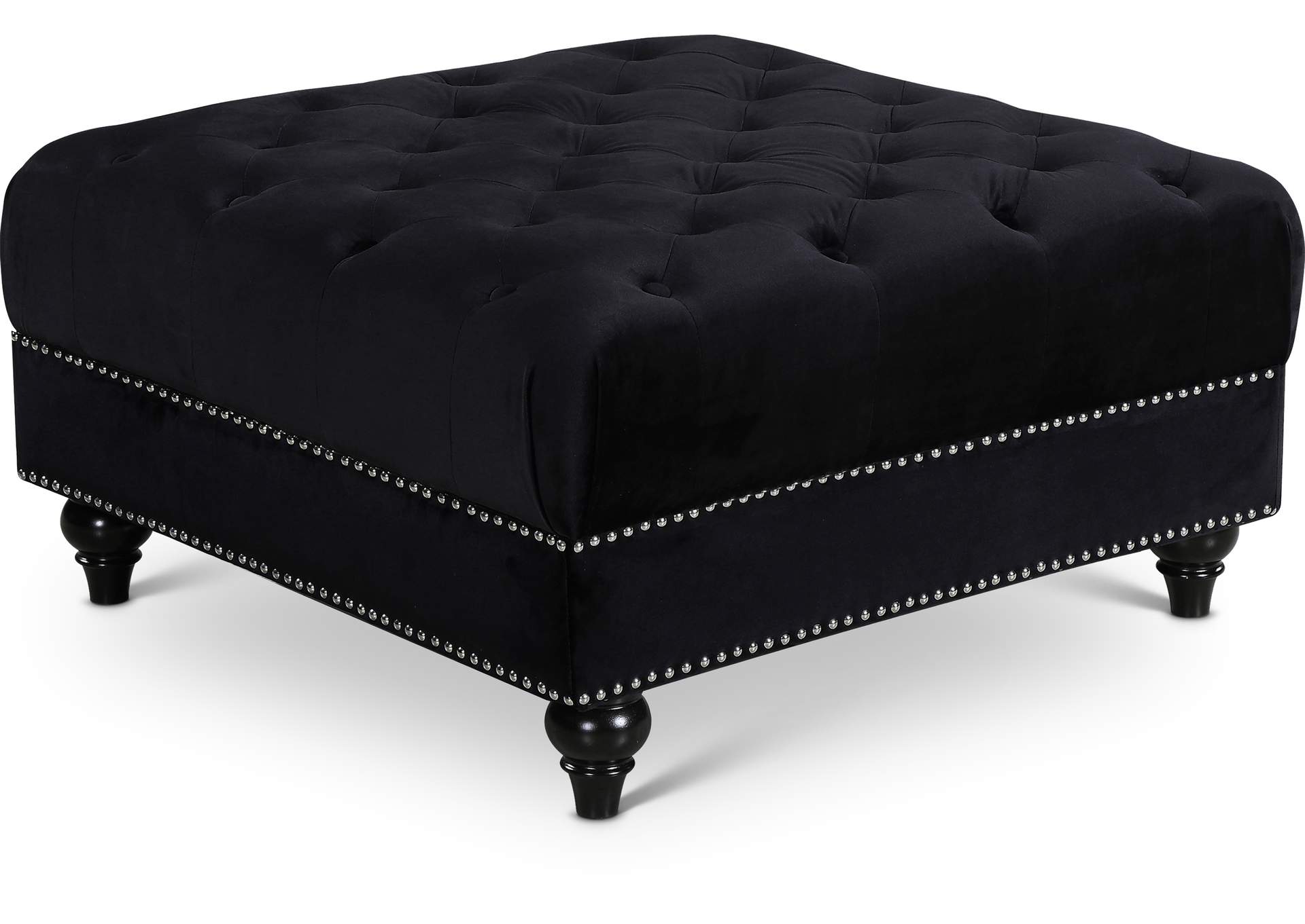 Sabrina Black Velvet Ottoman,Meridian Furniture