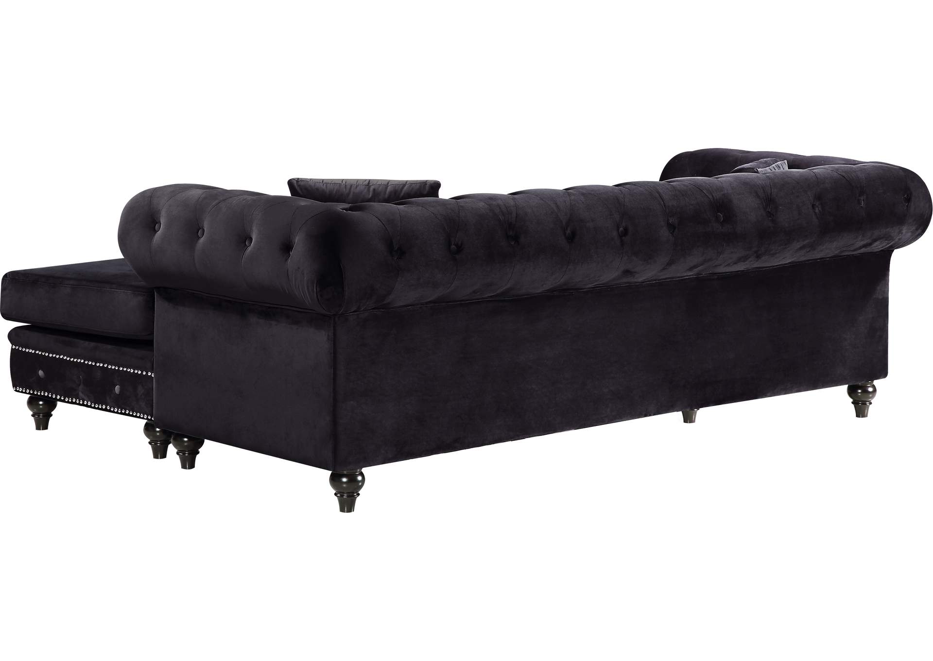 Sabrina Black Velvet 2 Piece Reversible Sectional,Meridian Furniture