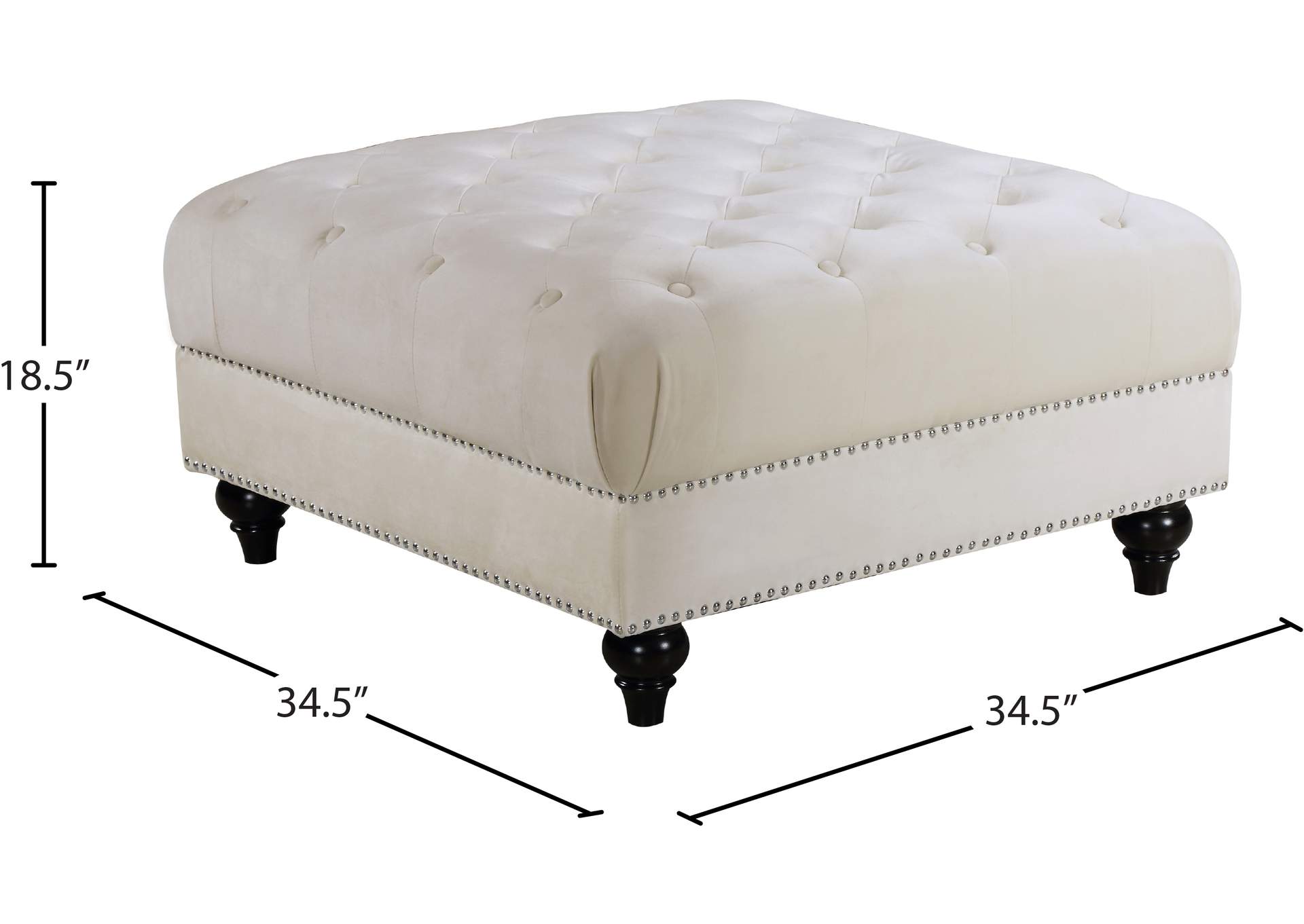 Sabrina Cream Velvet Ottoman,Meridian Furniture