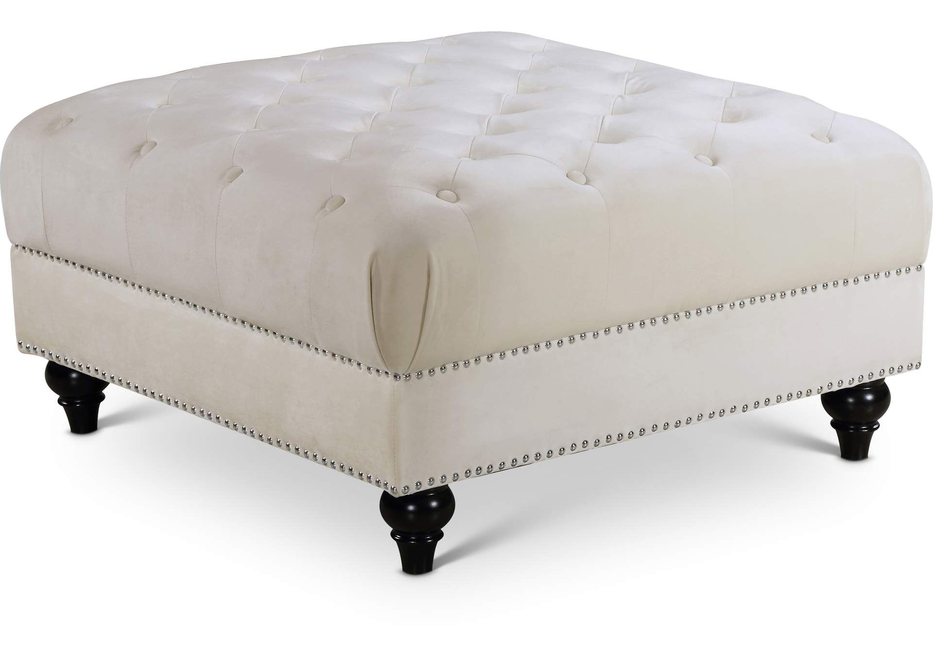 Sabrina Cream Velvet Ottoman,Meridian Furniture