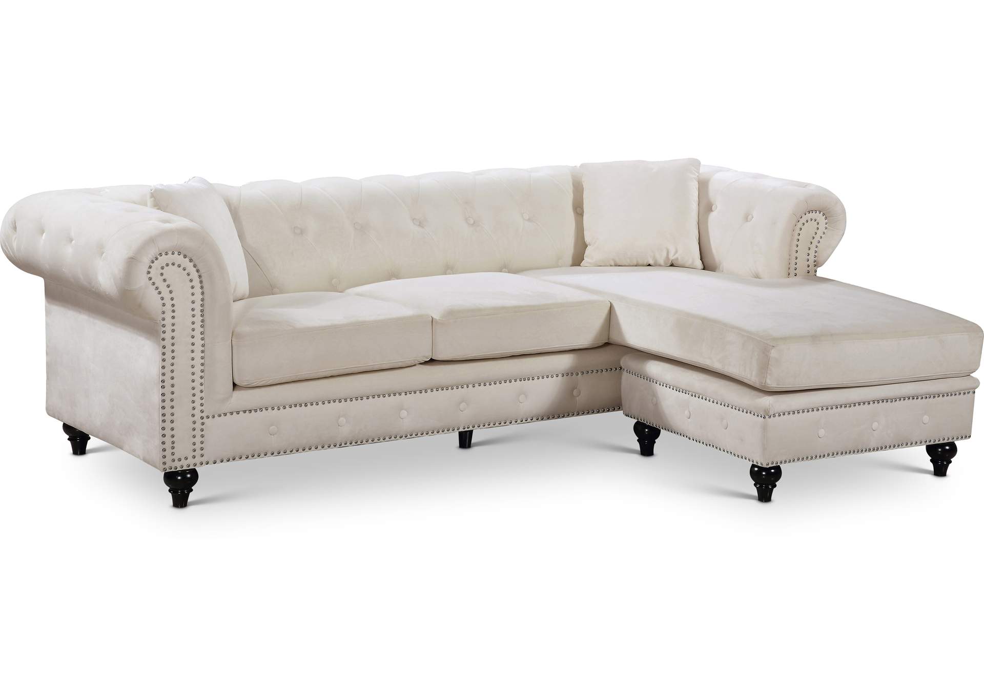 Sabrina Cream Velvet 2 Piece Reversible Sectional,Meridian Furniture