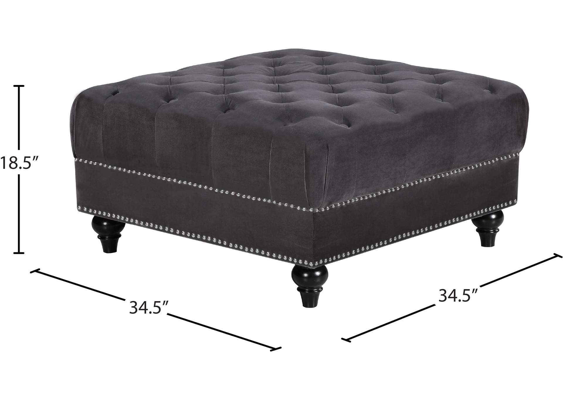 Sabrina Grey Velvet Ottoman,Meridian Furniture