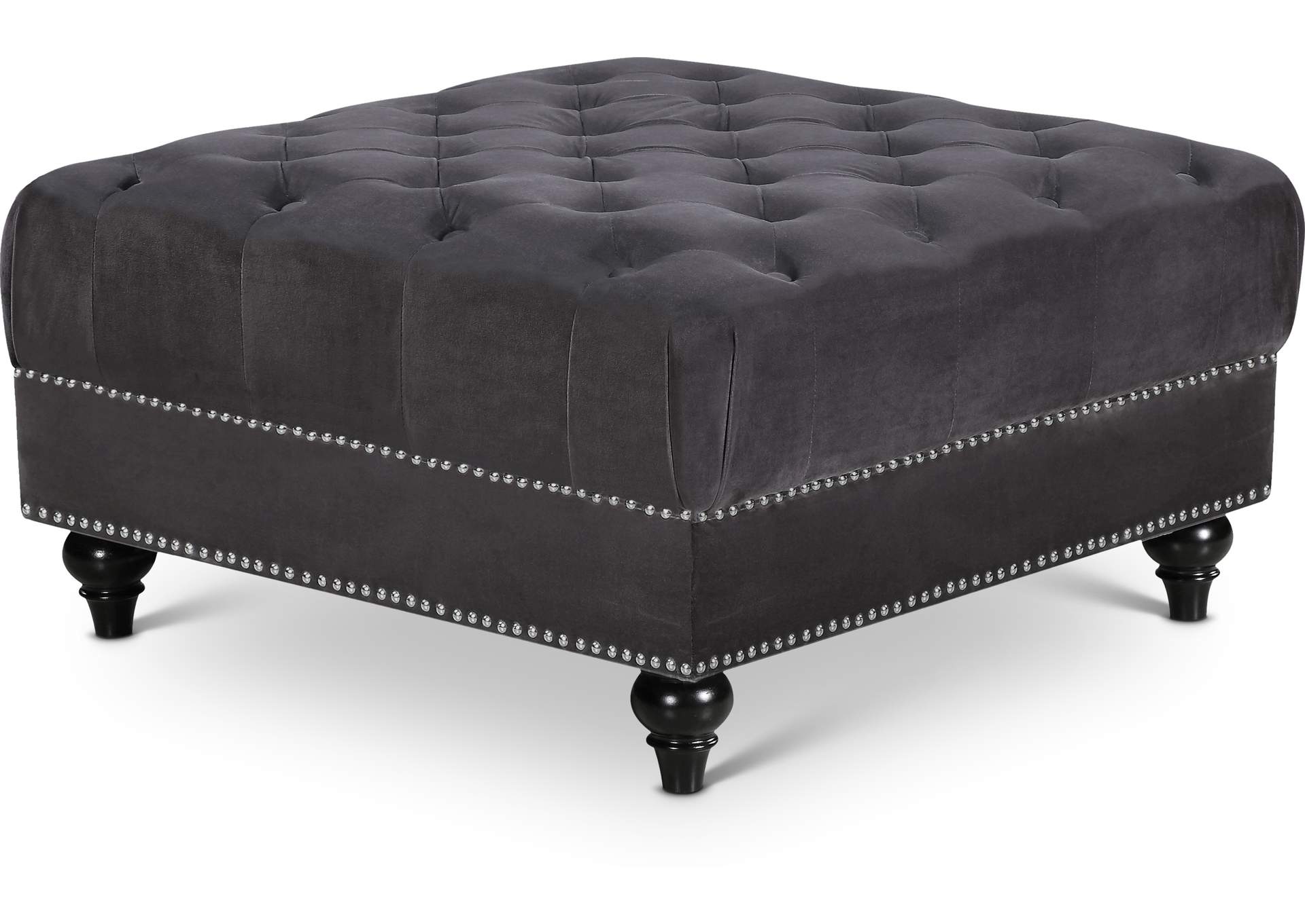 Sabrina Grey Velvet Ottoman,Meridian Furniture