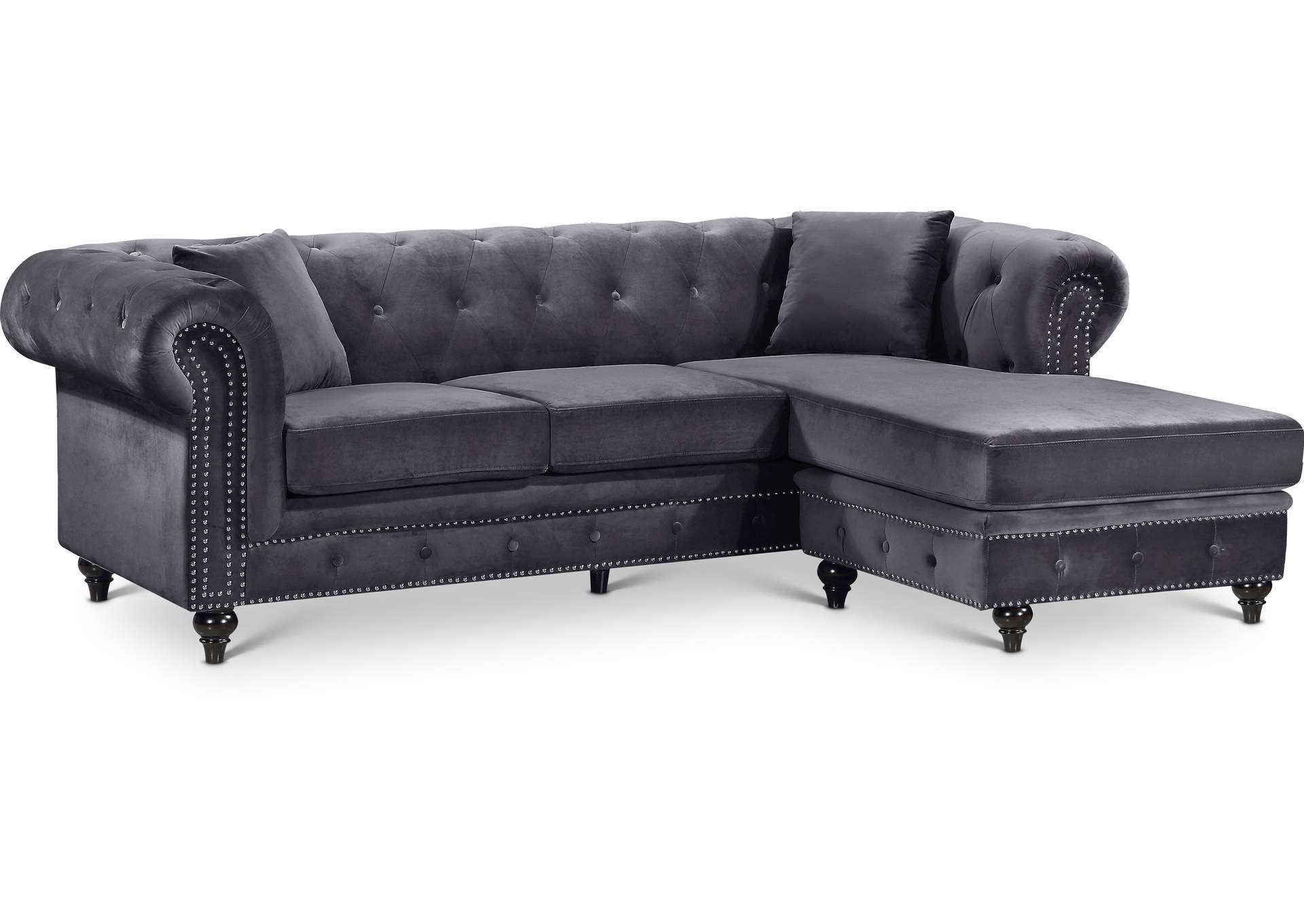 Sabrina Grey Velvet 2 Piece Reversible Sectional,Meridian Furniture