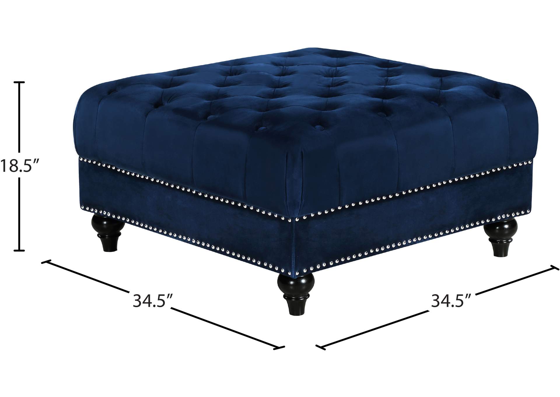 Sabrina Navy Velvet Ottoman,Meridian Furniture