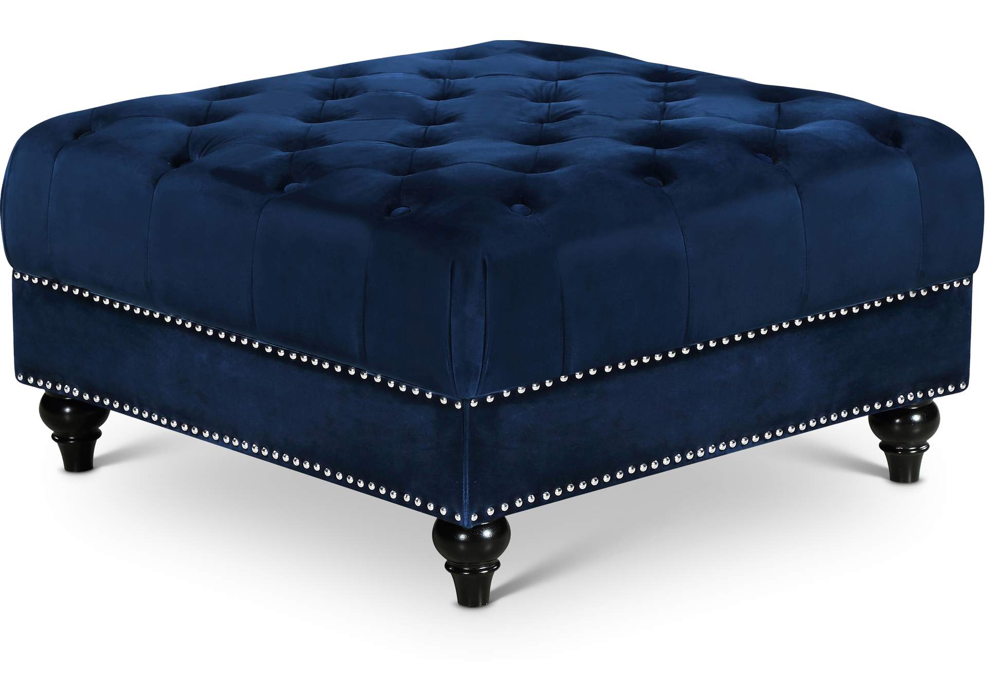 Sabrina Navy Velvet Ottoman,Meridian Furniture