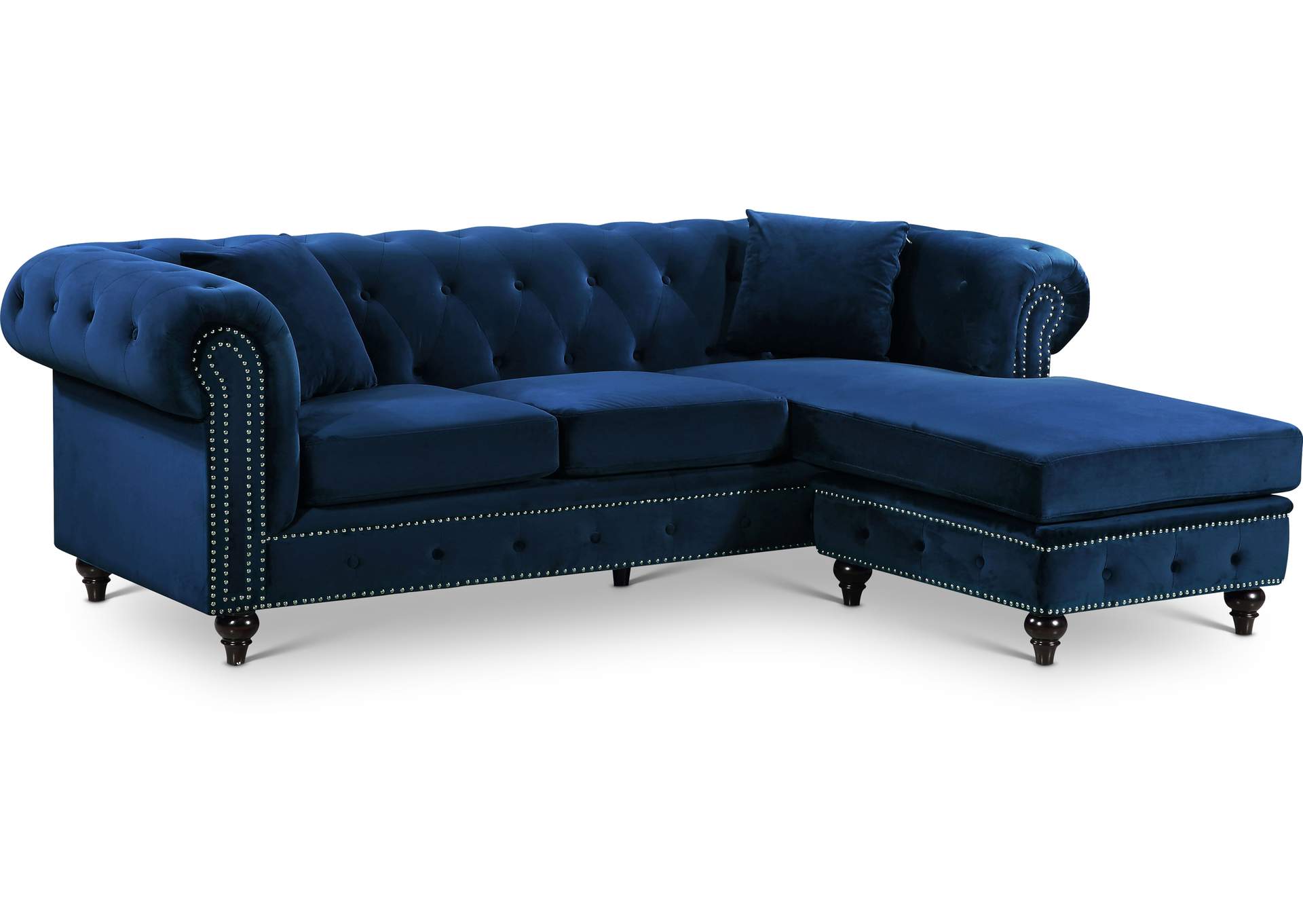 Sabrina Navy Velvet 2 Piece Reversible Sectional,Meridian Furniture