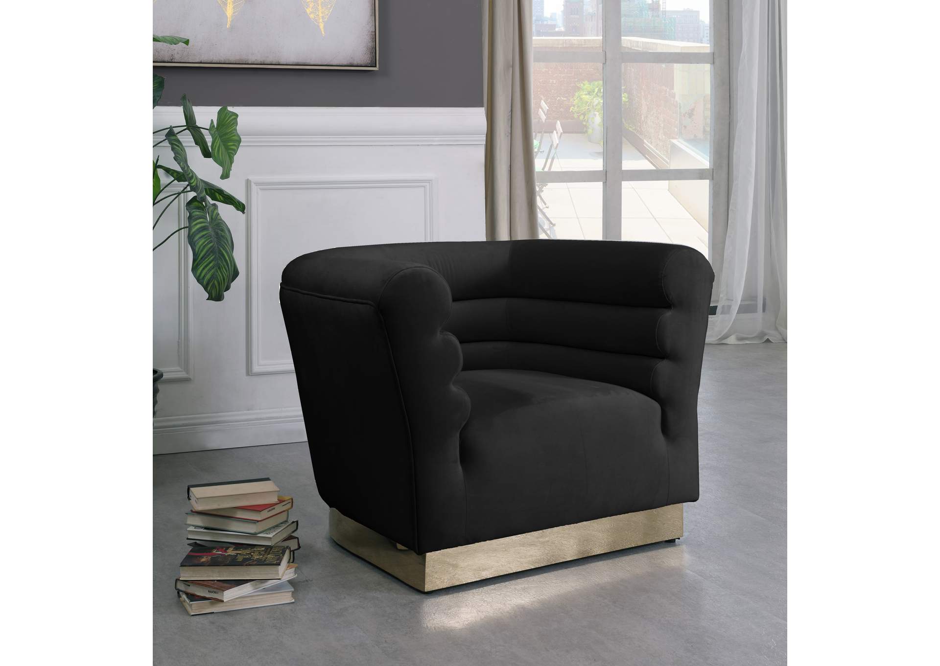 Bellini Black Velvet Chair,Meridian Furniture