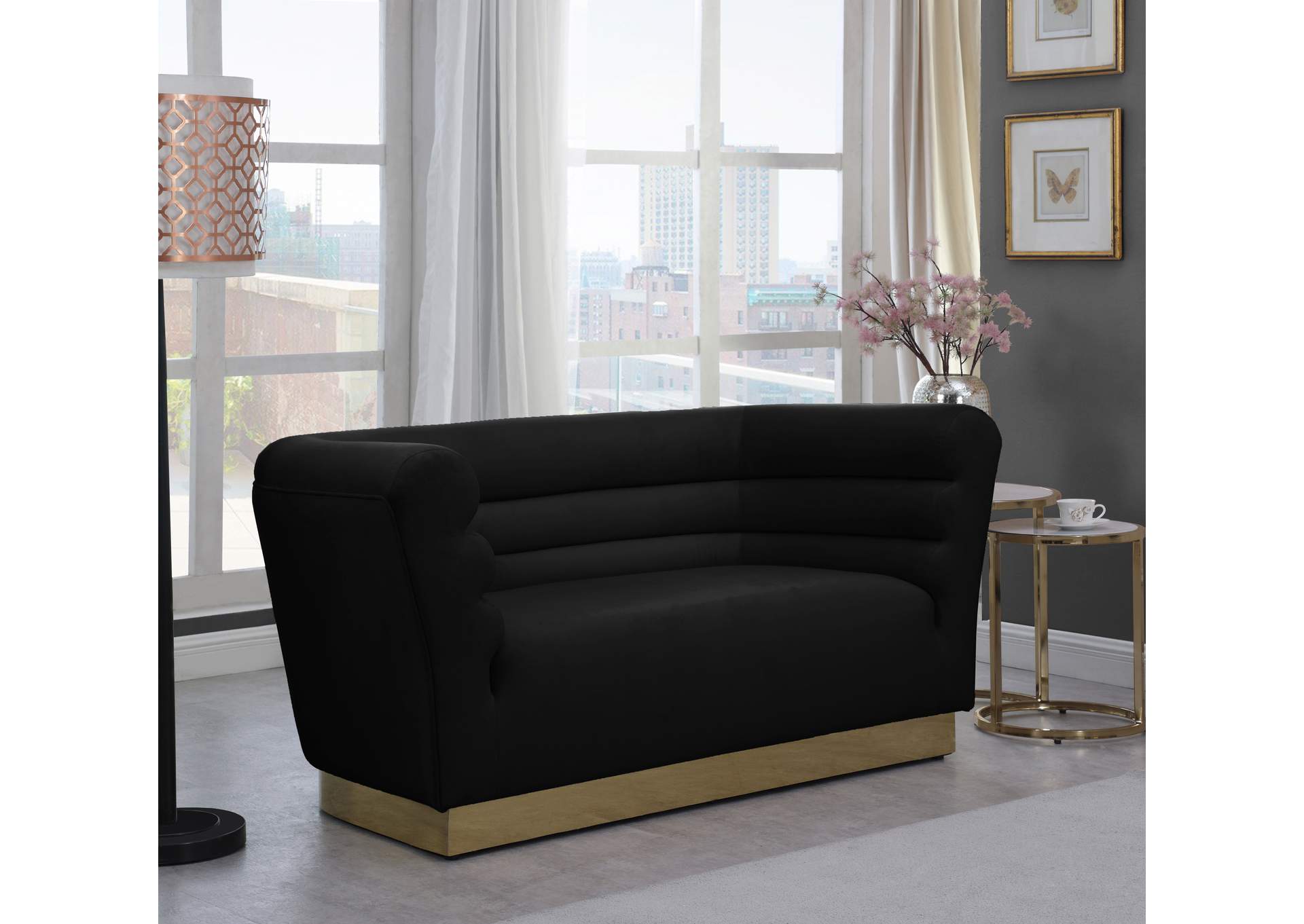 Bellini Black Velvet Loveseat,Meridian Furniture