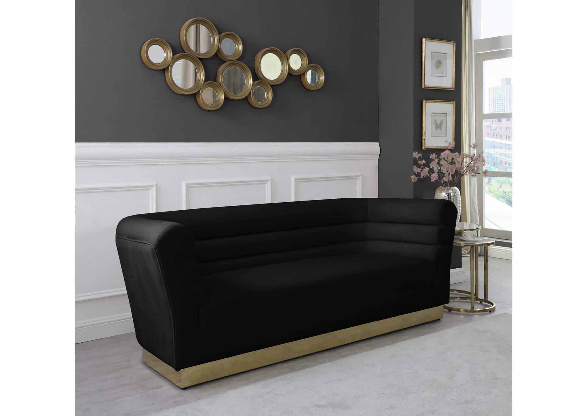 Bellini Black Velvet Sofa,Meridian Furniture