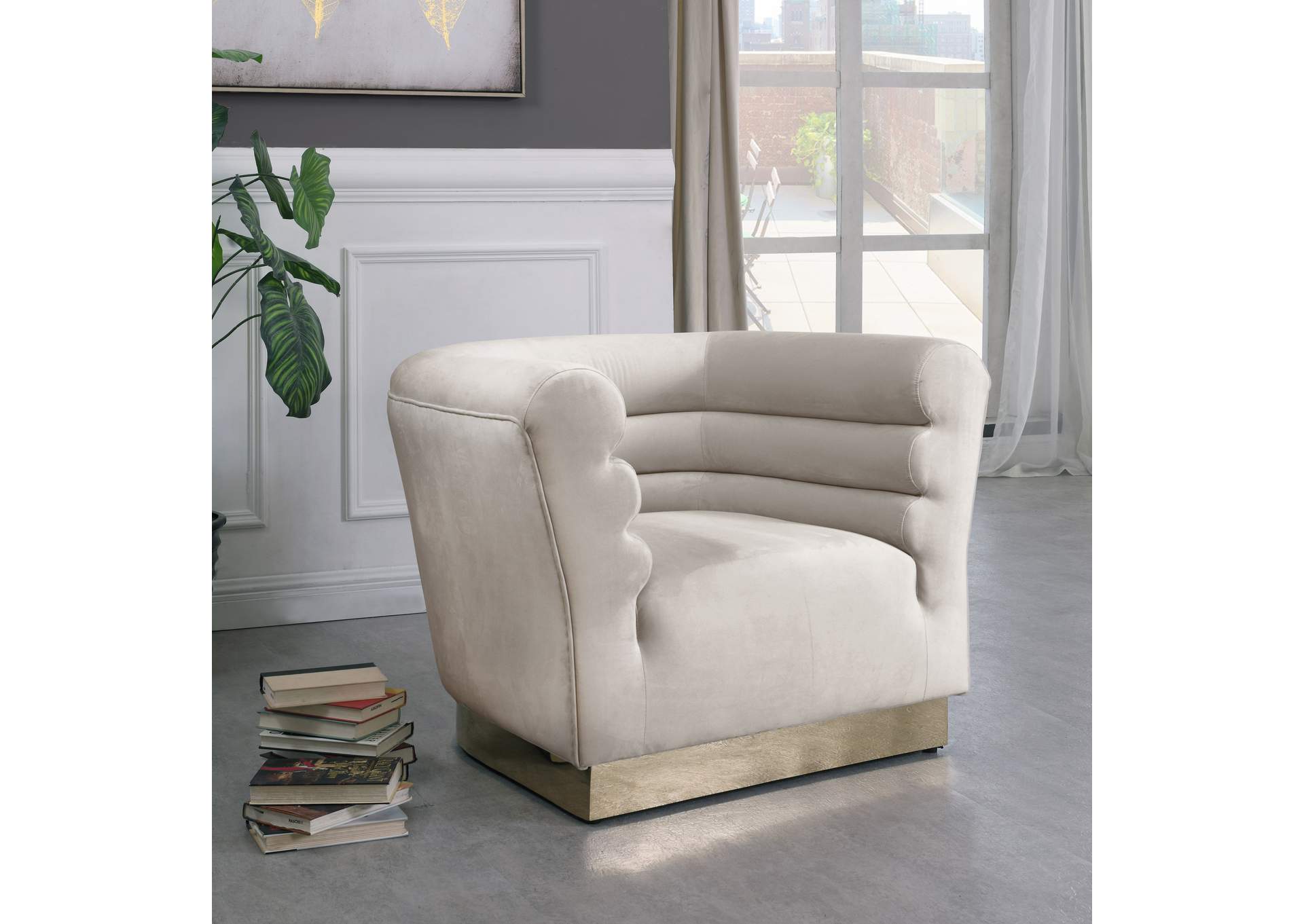 Bellini Cream Velvet Chair,Meridian Furniture