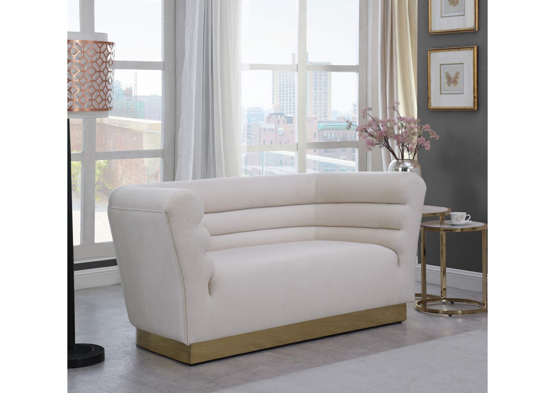 Bellini Cream Velvet Loveseat,Meridian Furniture