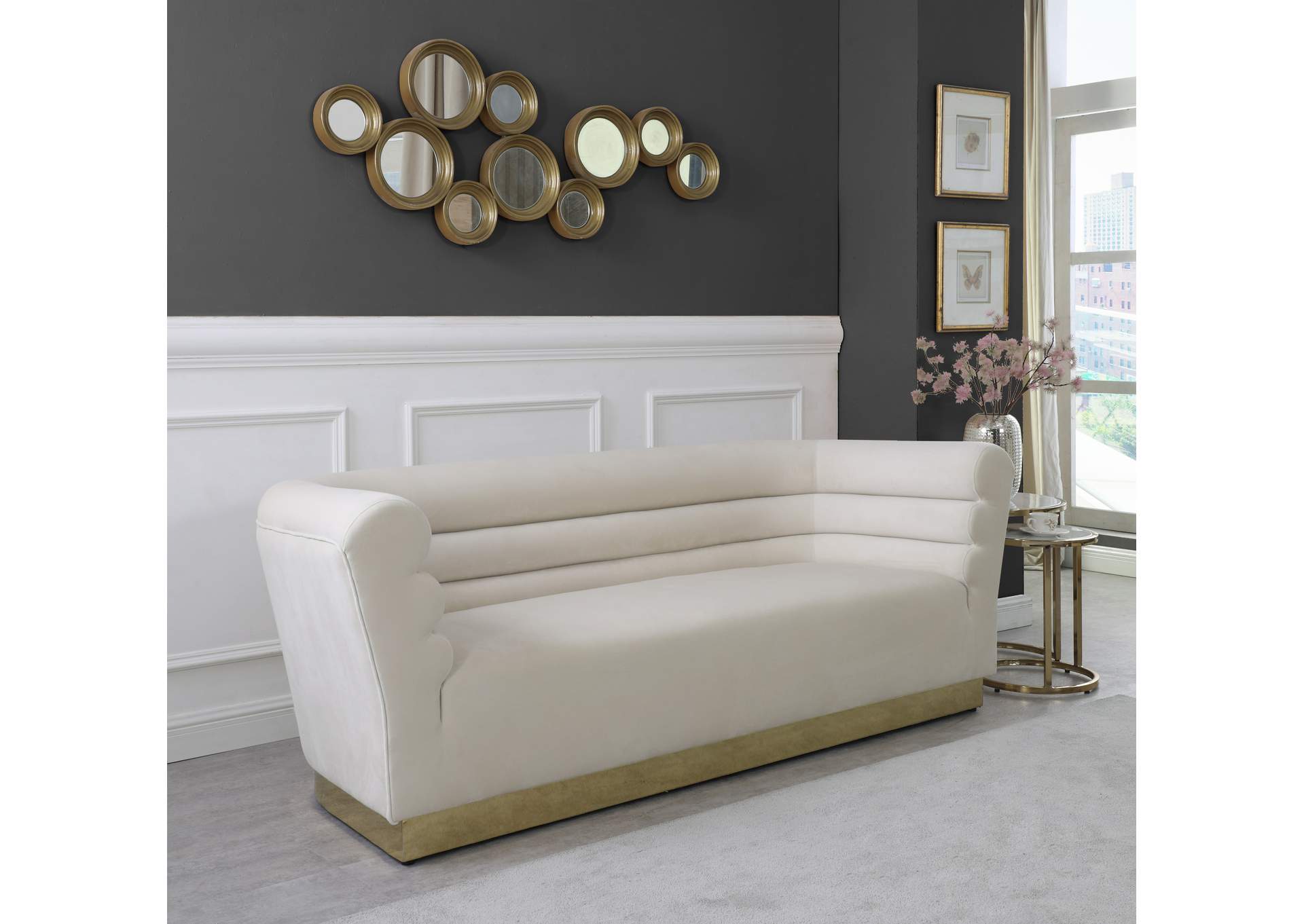 Bellini Cream Velvet Sofa,Meridian Furniture