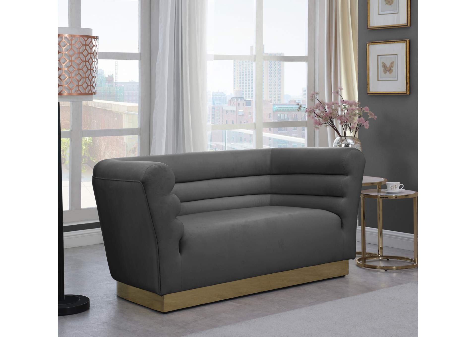 Bellini Grey Velvet Loveseat,Meridian Furniture