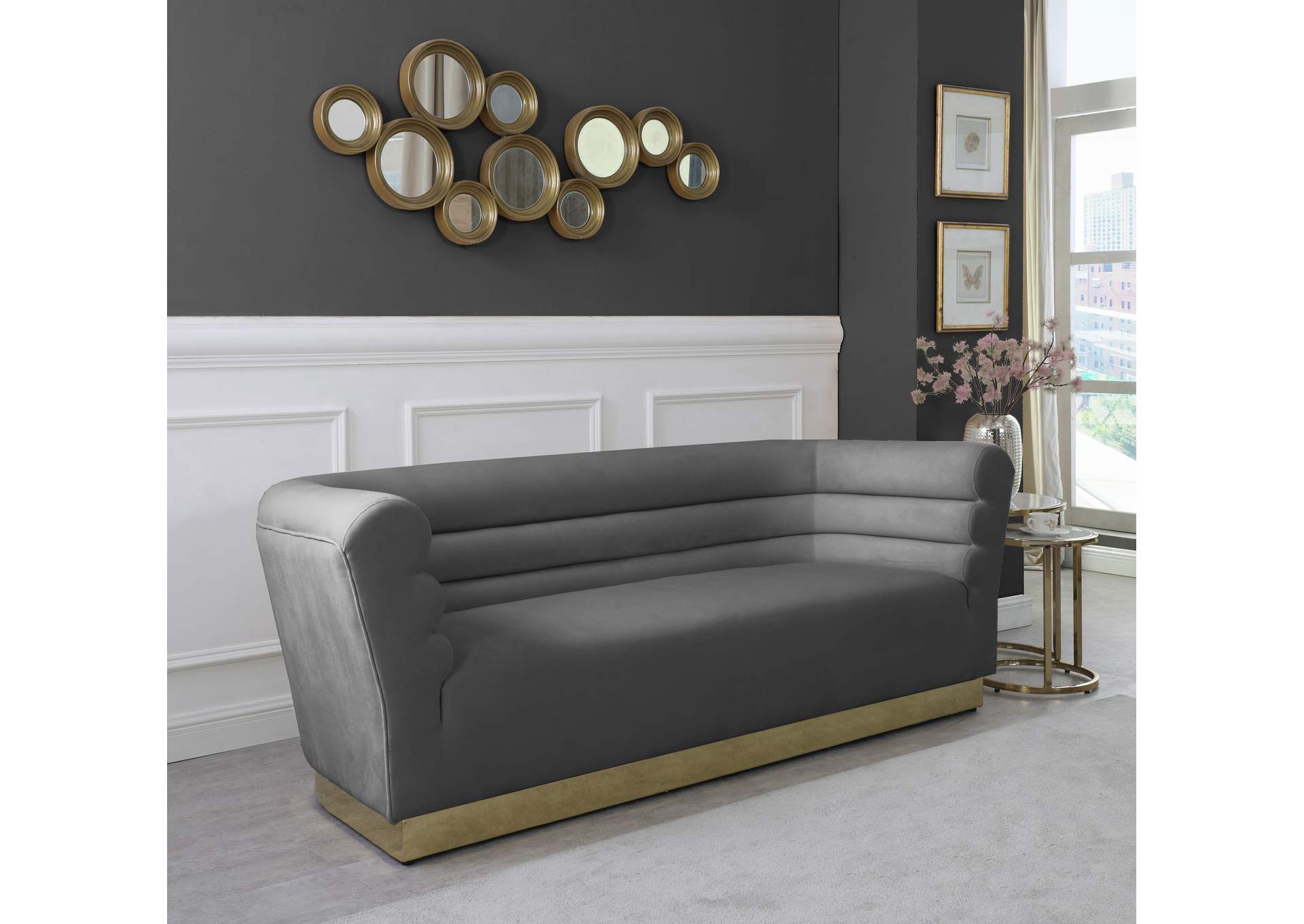 Bellini Grey Velvet Sofa,Meridian Furniture