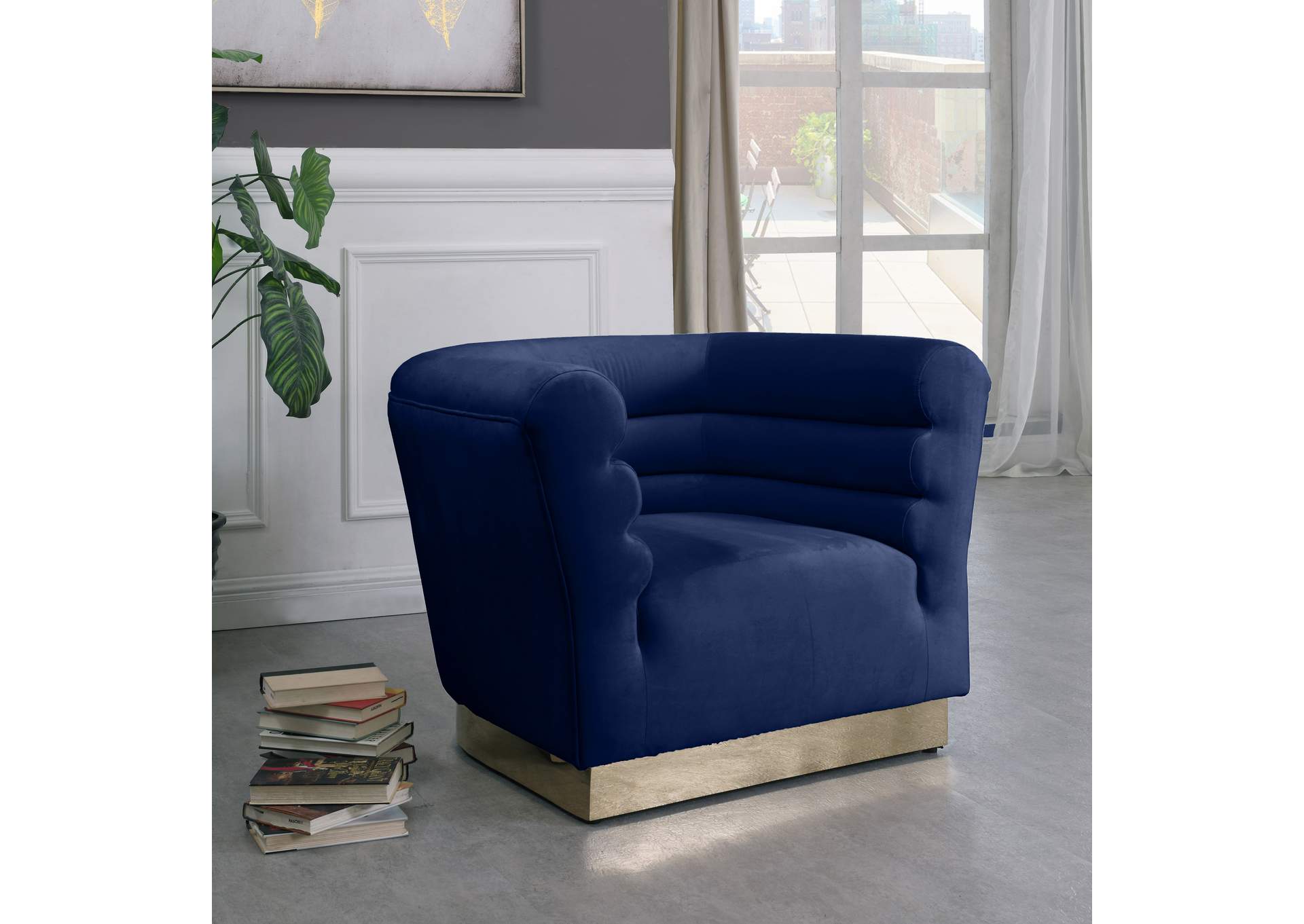 Bellini Navy Velvet Chair,Meridian Furniture