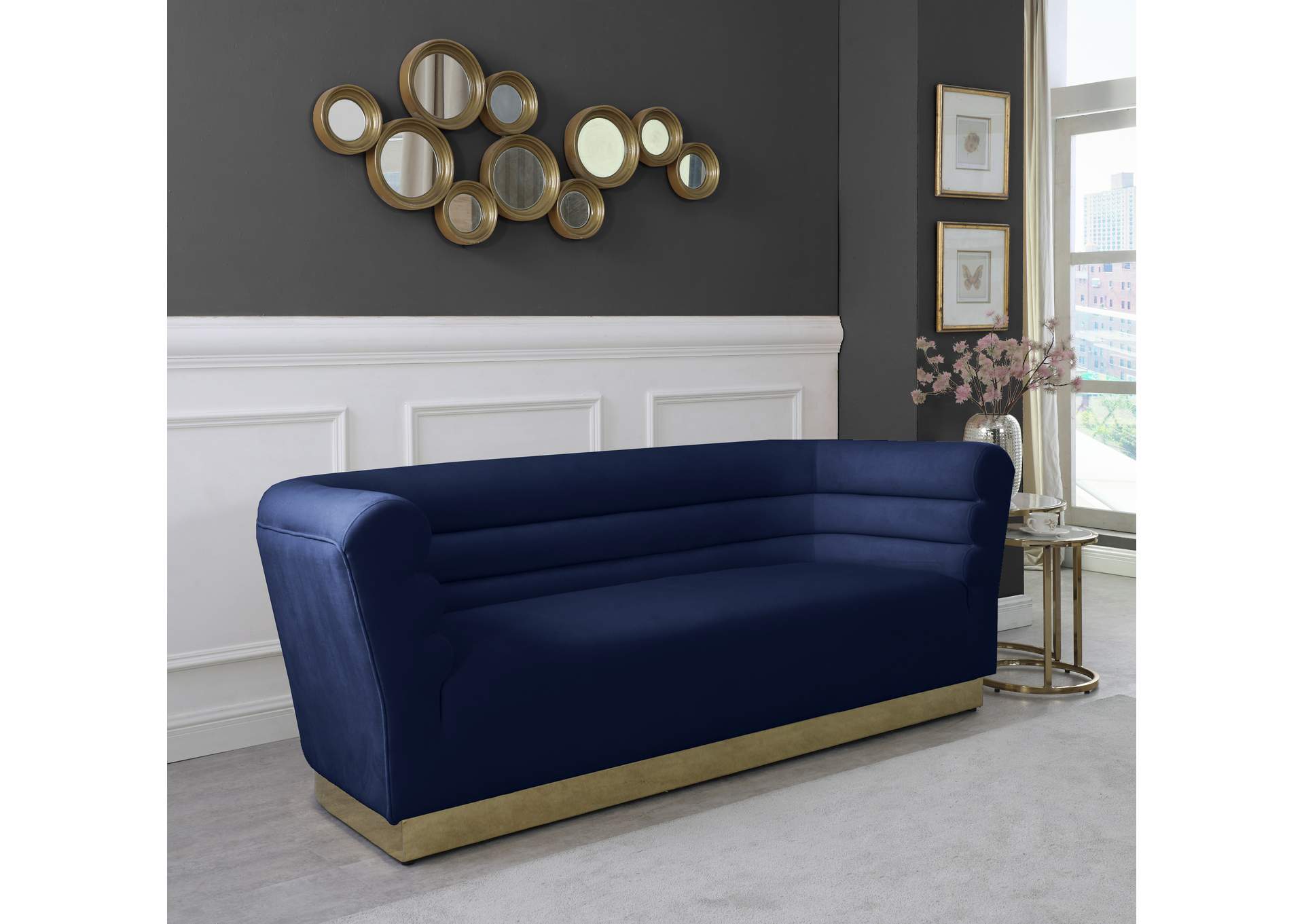 Bellini Navy Velvet Sofa,Meridian Furniture