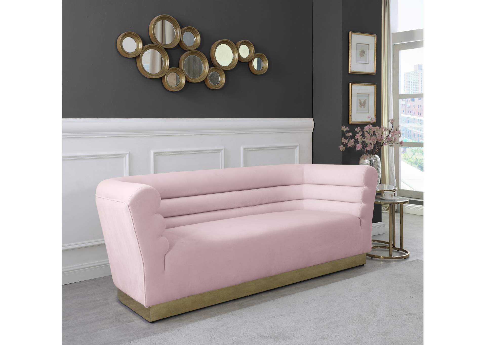 Bellini Pink Velvet Sofa,Meridian Furniture