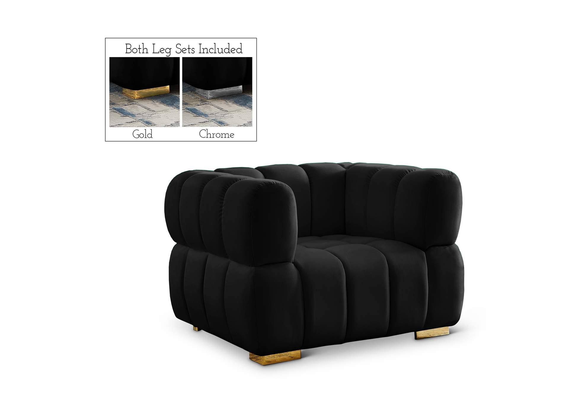 Gwen Black Velvet Chair,Meridian Furniture