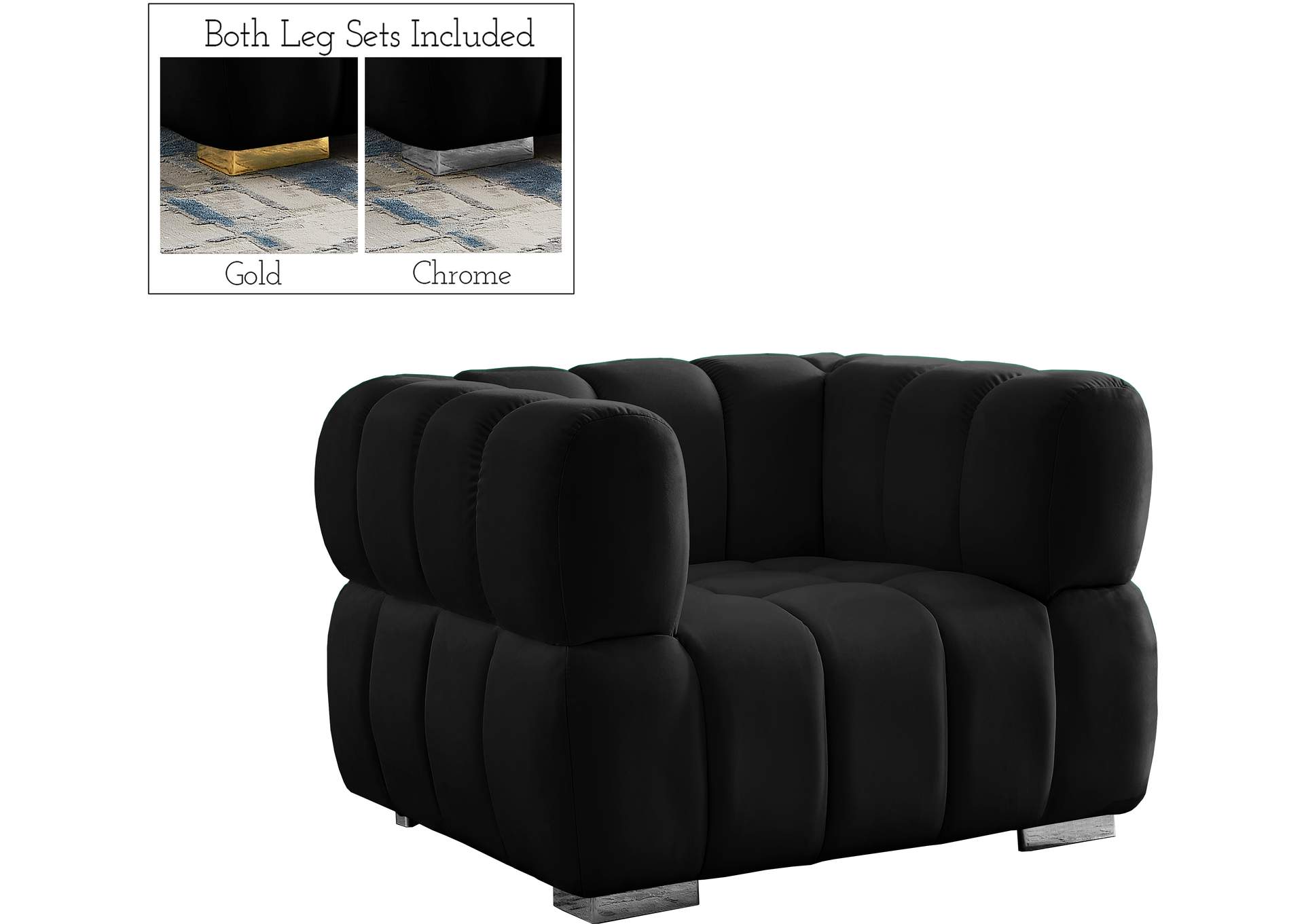 Gwen Black Velvet Chair,Meridian Furniture