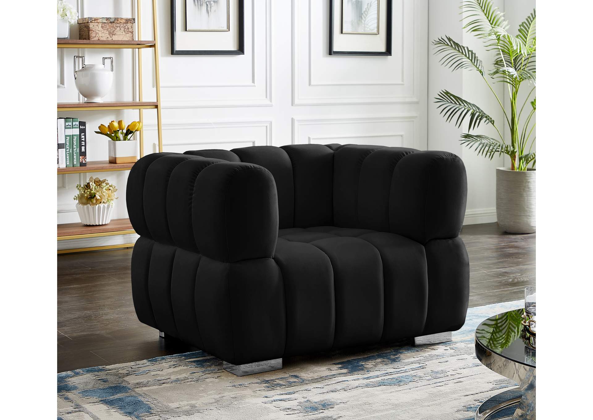 Gwen Black Velvet Chair,Meridian Furniture