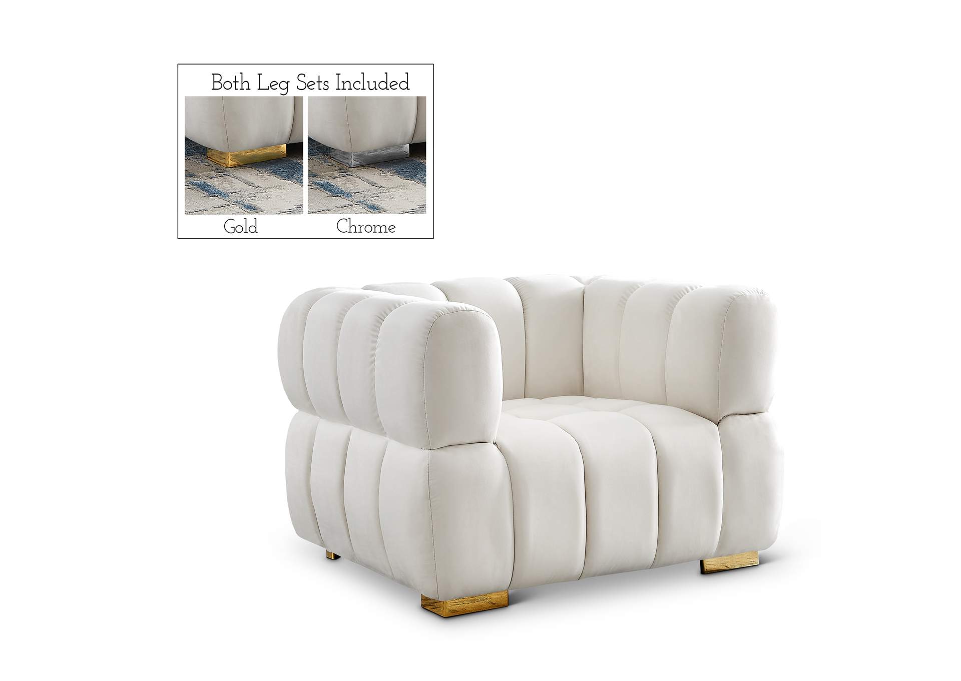 Gwen Cream Velvet Chair,Meridian Furniture