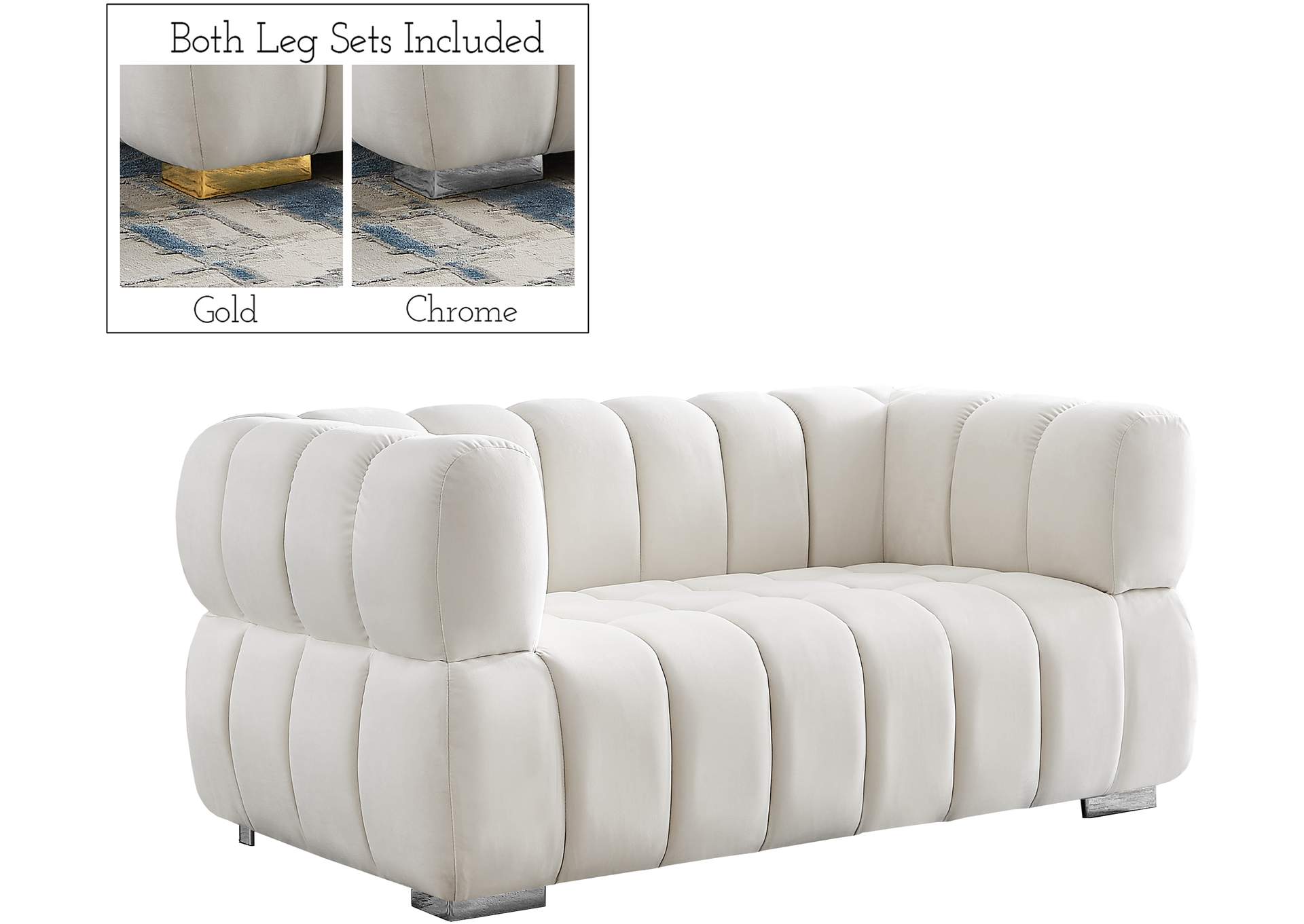 Gwen Cream Velvet Loveseat,Meridian Furniture