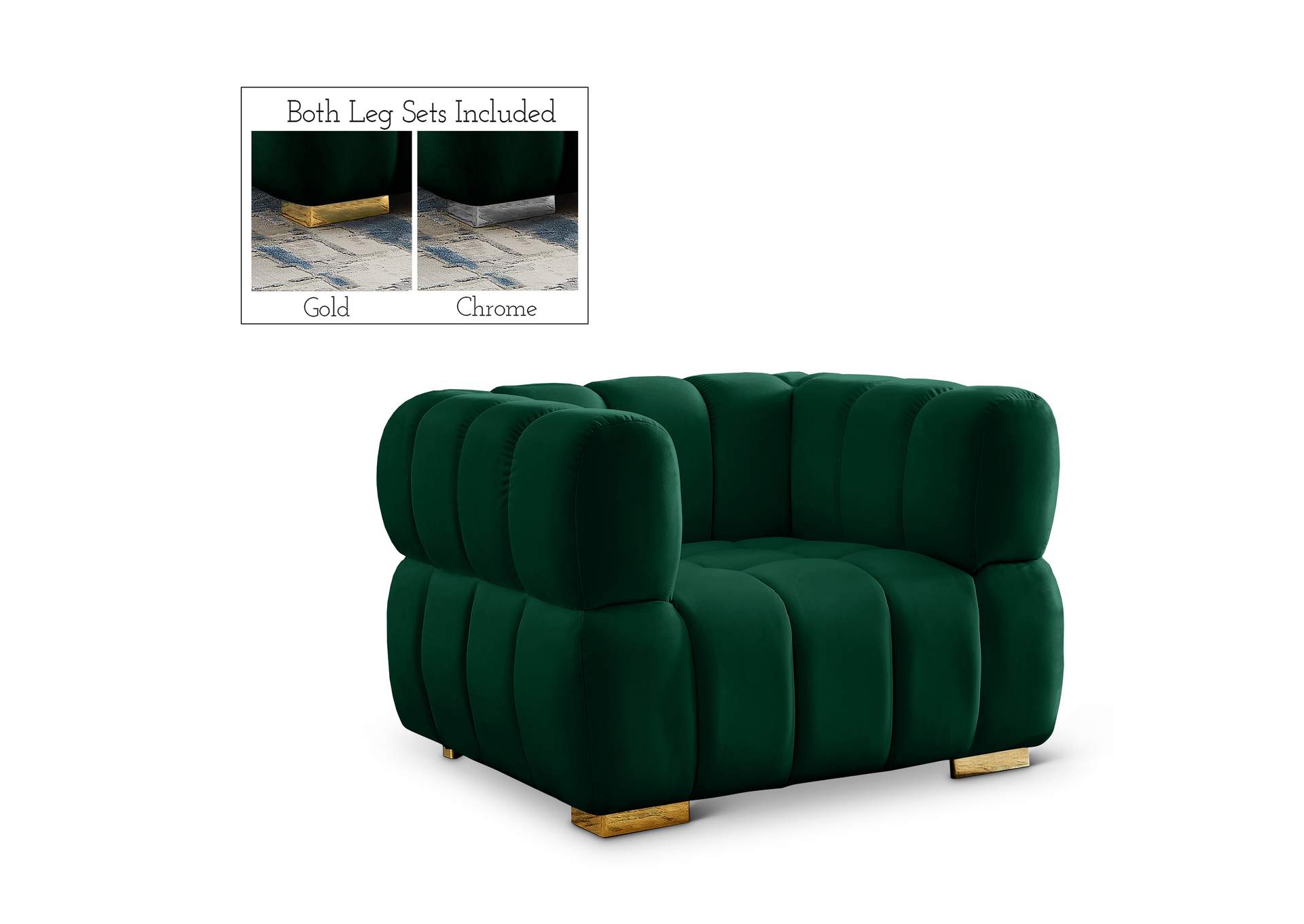 Gwen Green Velvet Chair,Meridian Furniture