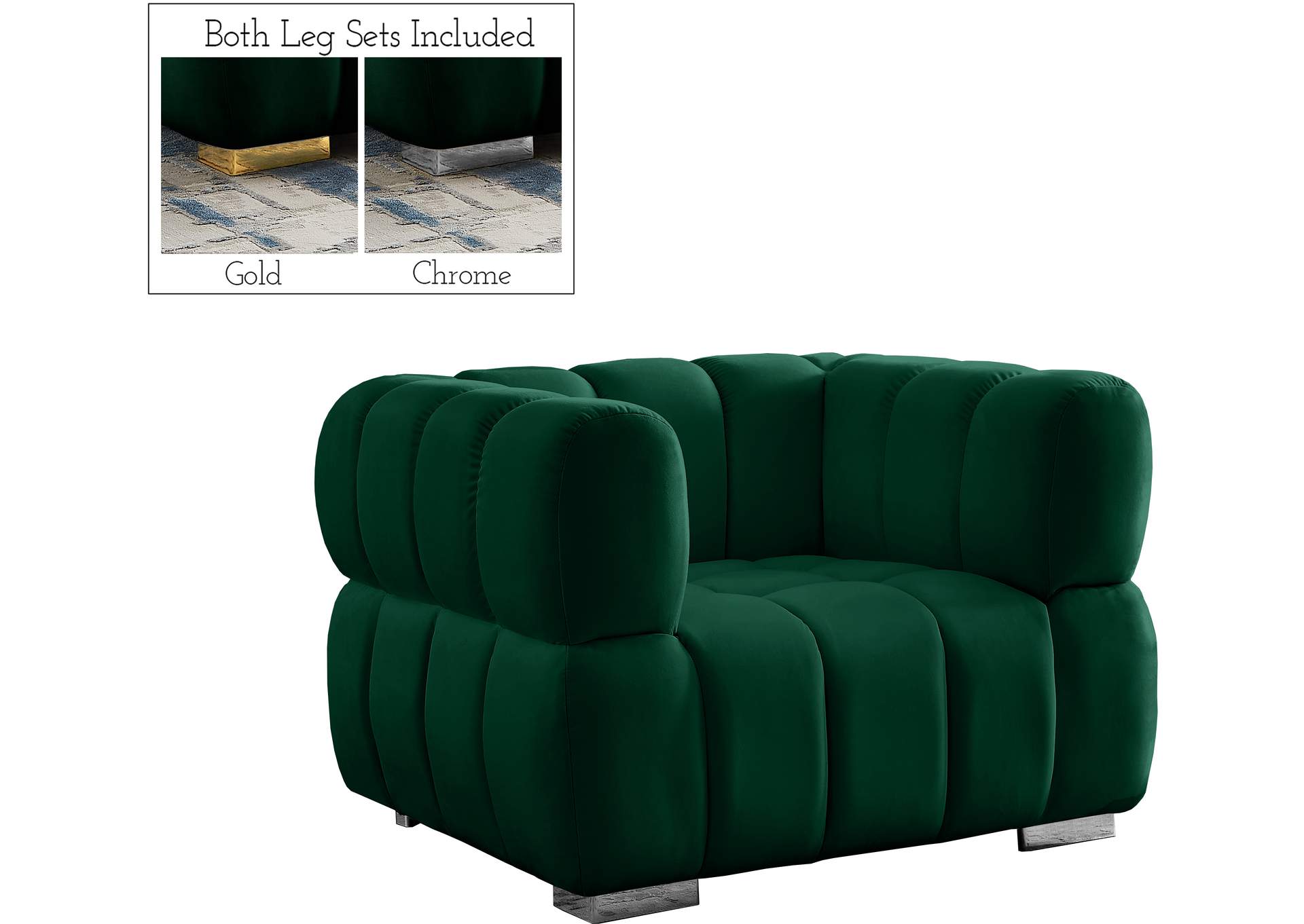 Gwen Green Velvet Chair,Meridian Furniture